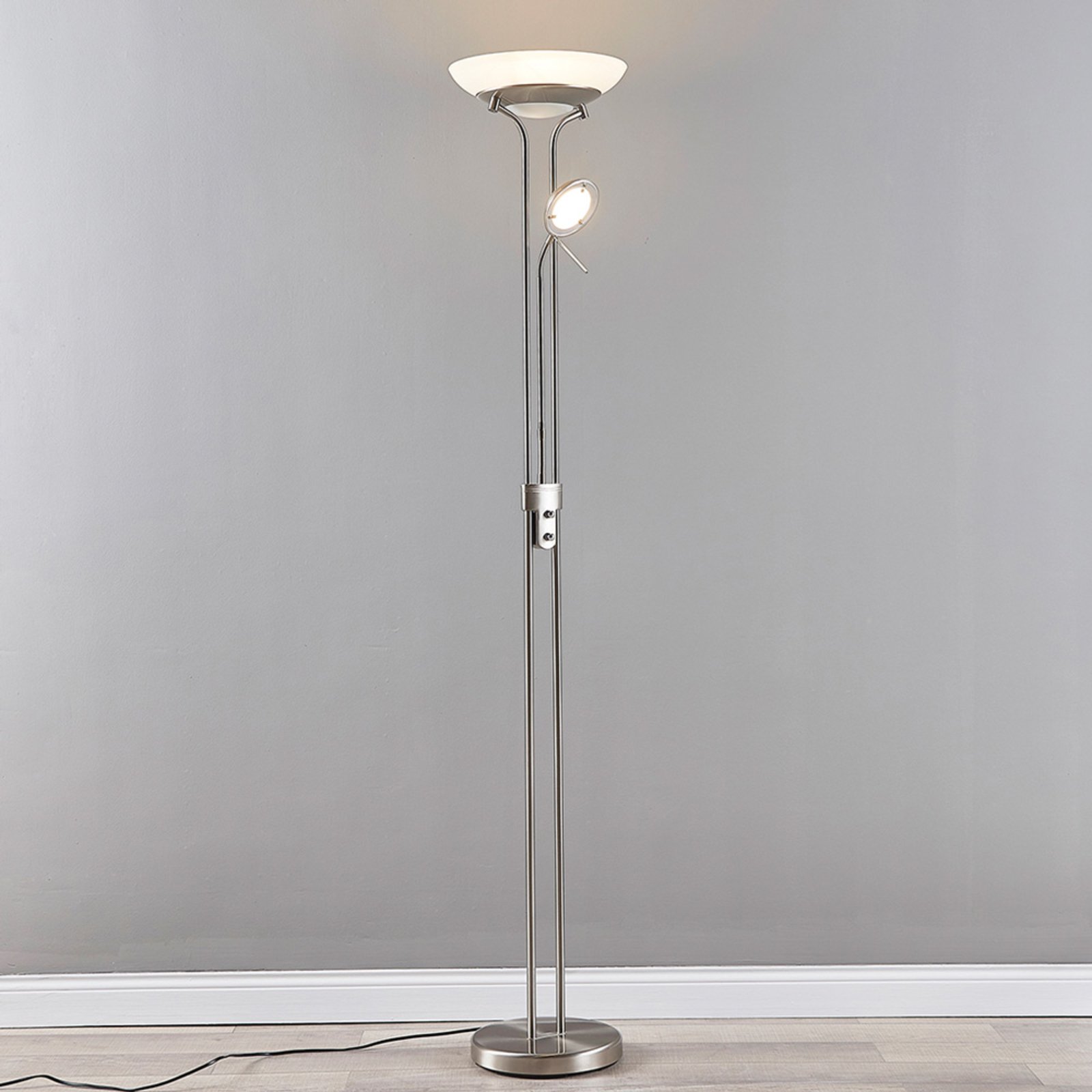 Yveta Floor Lamp Nickel/White - Lindby
