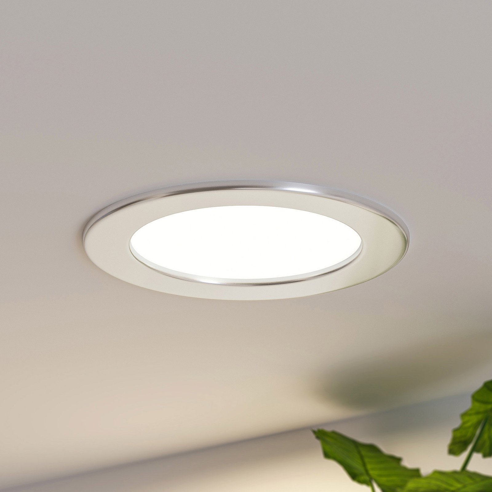 Prios LED recessed light Cadance, silver, CCT, IP44