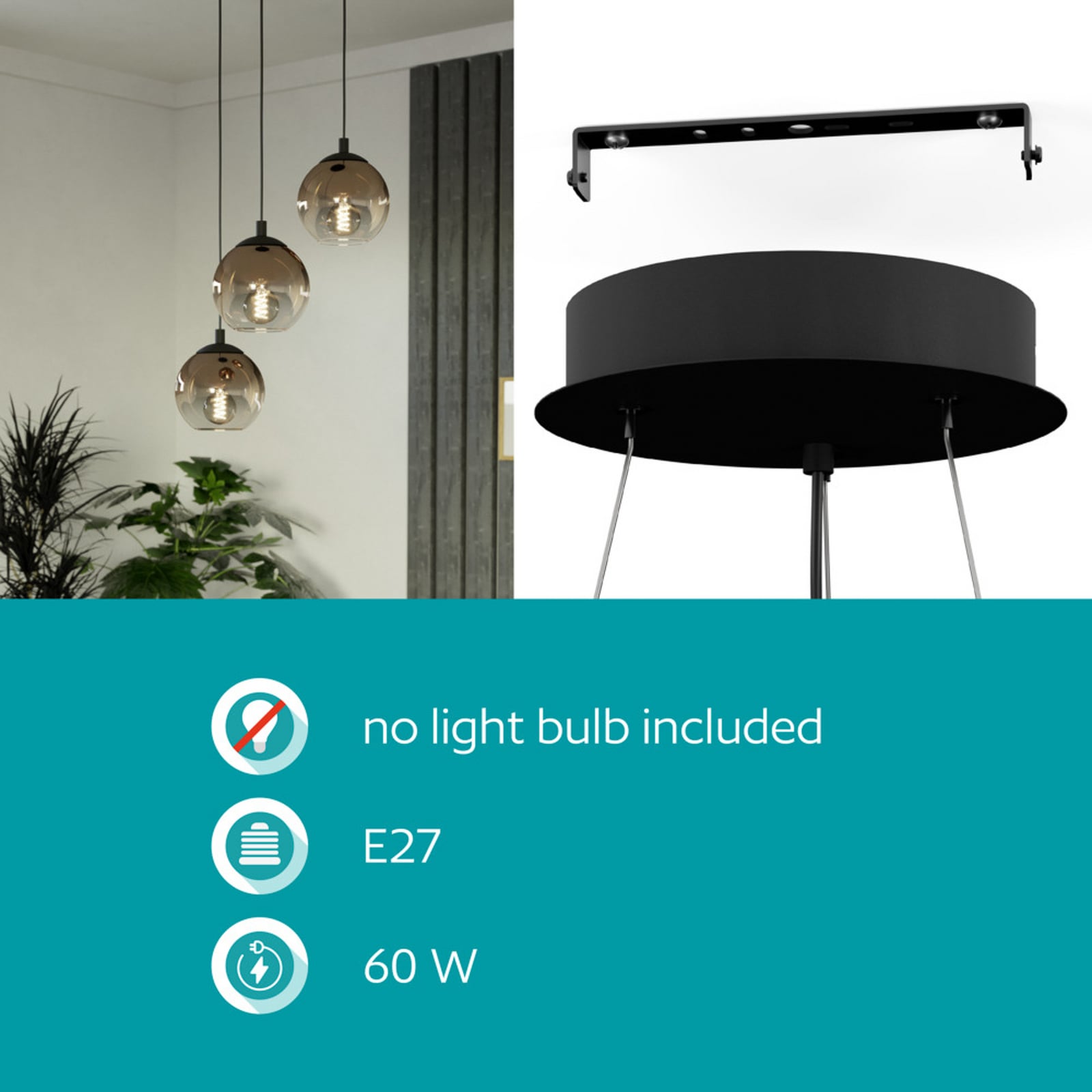 EGLO hanglamp ARISCANI 1, Ø 43 cm, 3-lamps, zwart/koper EGLO hanglamp ARISCANI 1, Ø 43 cm, 3-lamps, zwart/koper