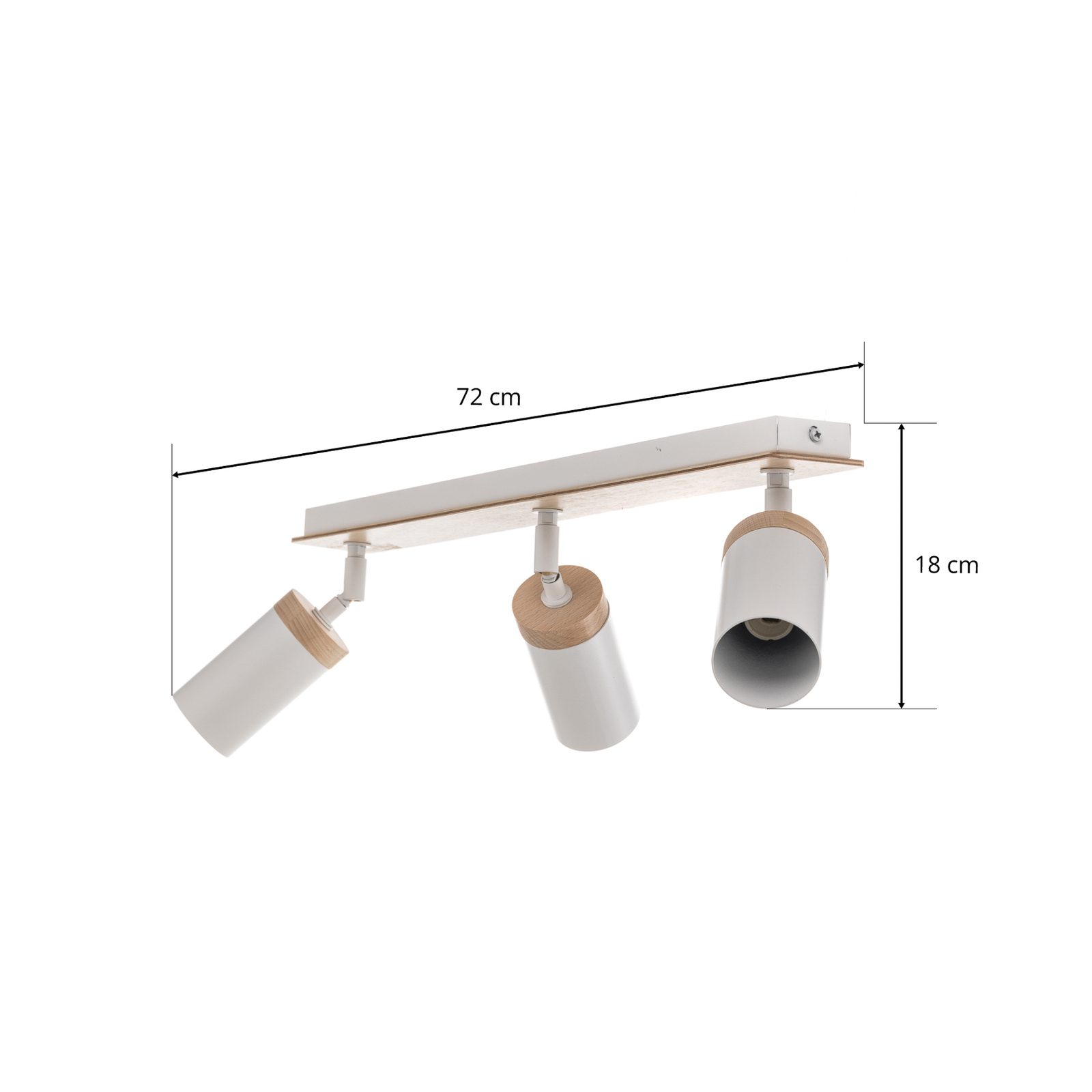 Spot sufitowy Elba drewniane detale, 3-pkt., biały