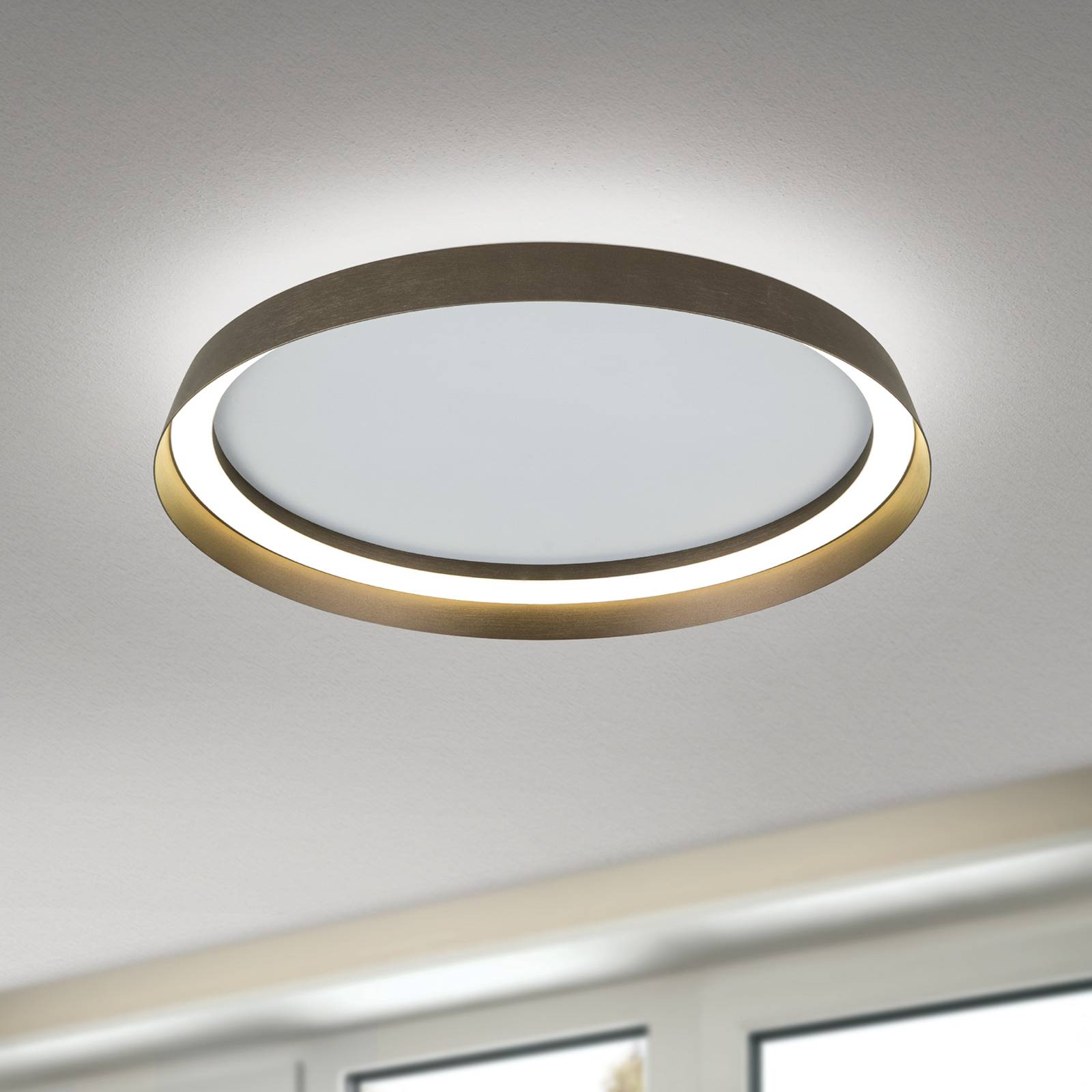 LED-Deckenlampe Manta, Ø 45 cm, alu/bronze, Alu, up/down günstig online kaufen