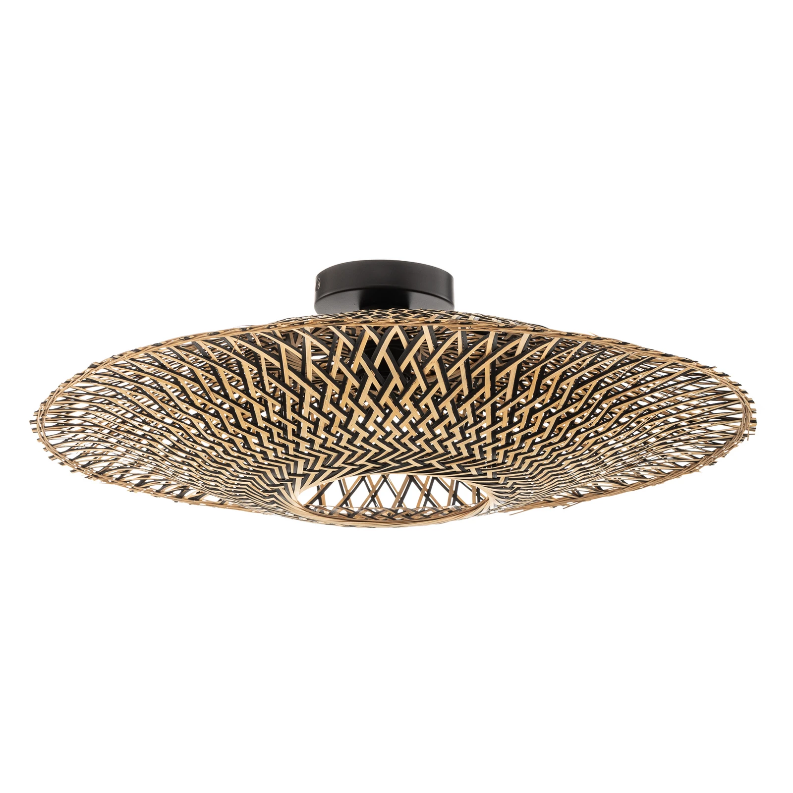 Plafonnier GOOD & MOJO Bali, Ø 60 cm, noir/naturel, bambou