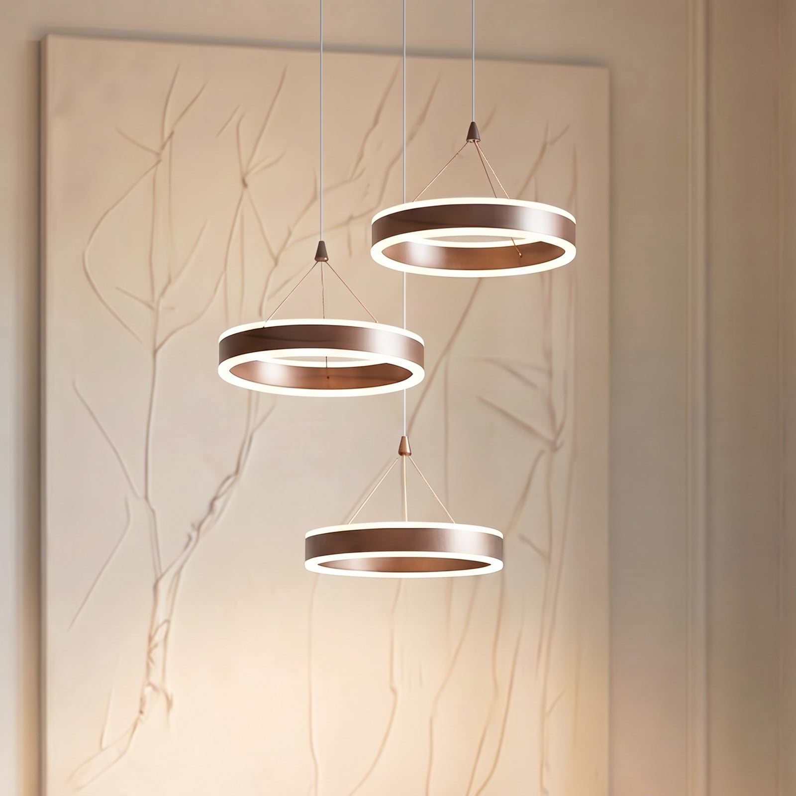 Lampă suspendată LED Lucande Kolo maro 3 becuri dimabilă - Camera de zi / sufragerie - Modern - Metal