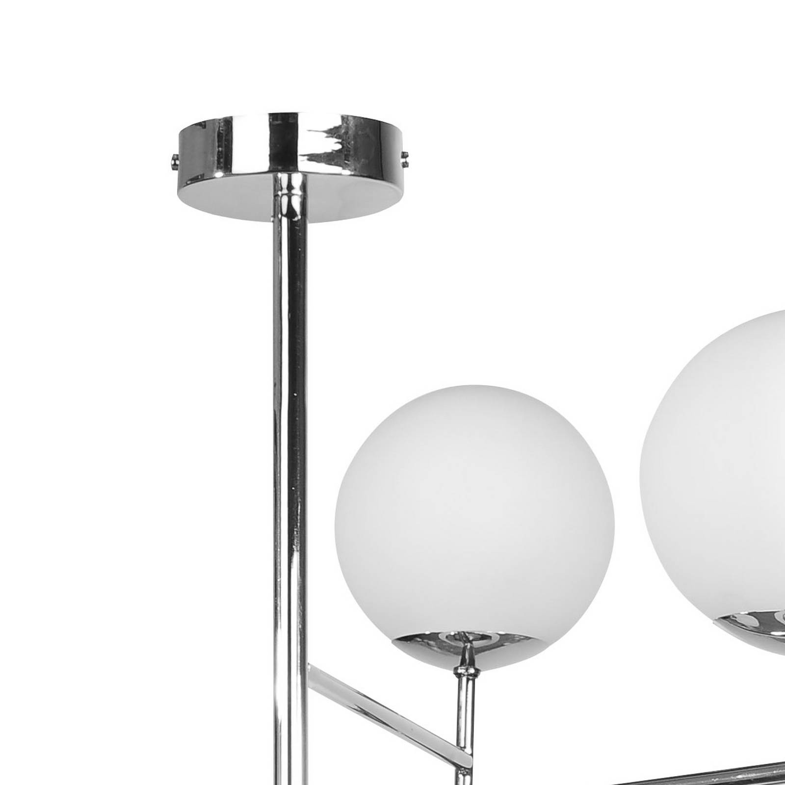 Deckenlampe Korek, chrom/weiß, Glas, 75 cm, 7-flg., E14 günstig online kaufen