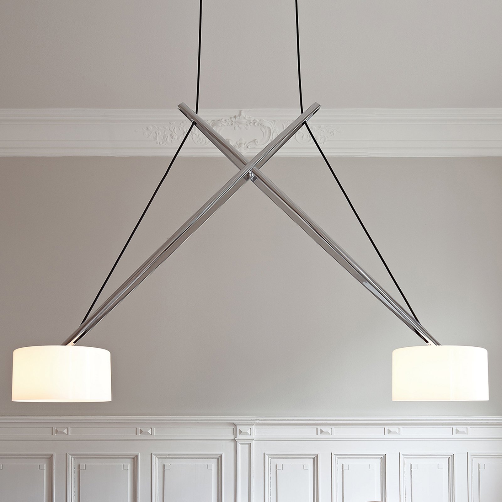 Twin LED Pendelleuchte Chrome - Serien Lighting