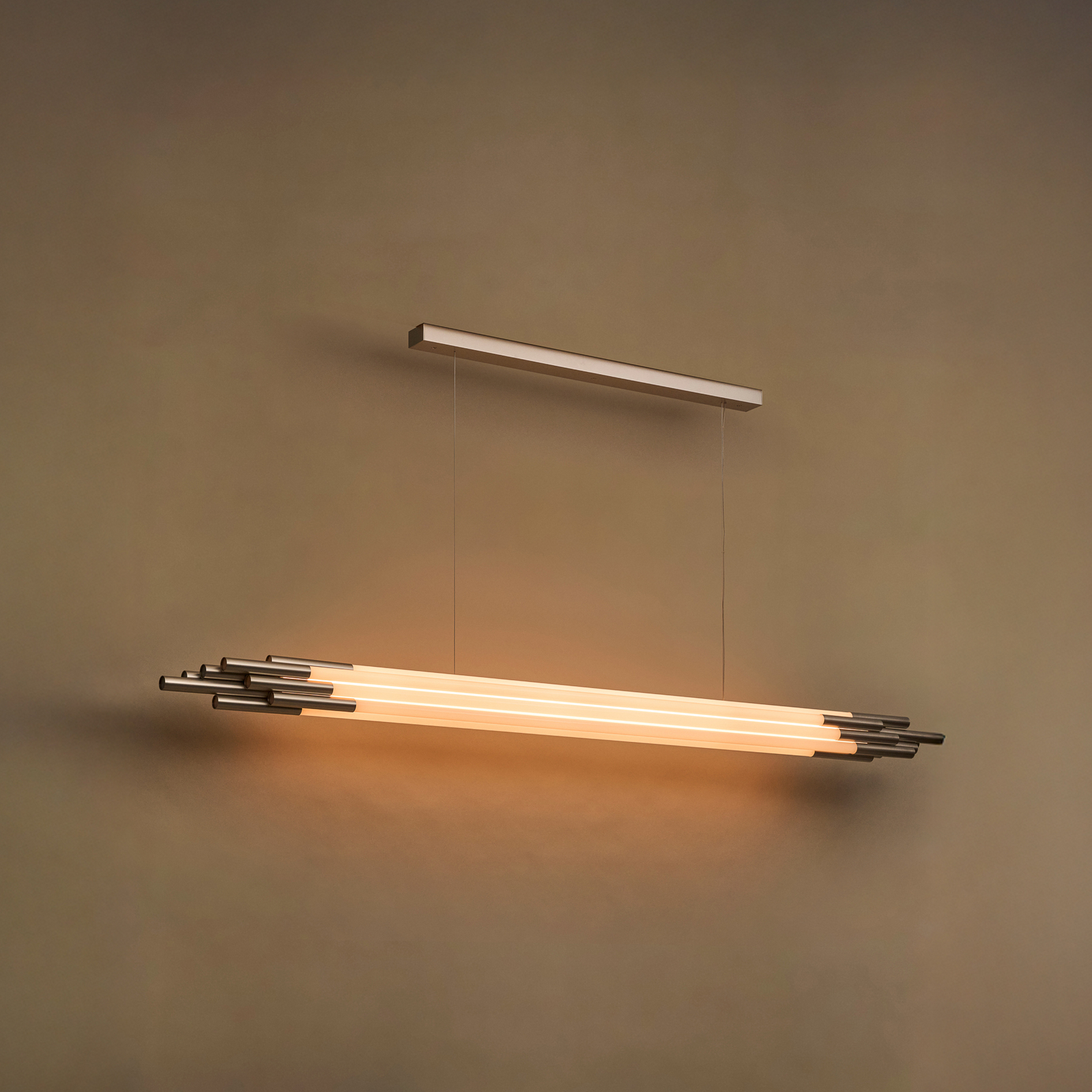Lampada LED a sospensione ORG, lunghezza 200 cm, color nichel - DCW