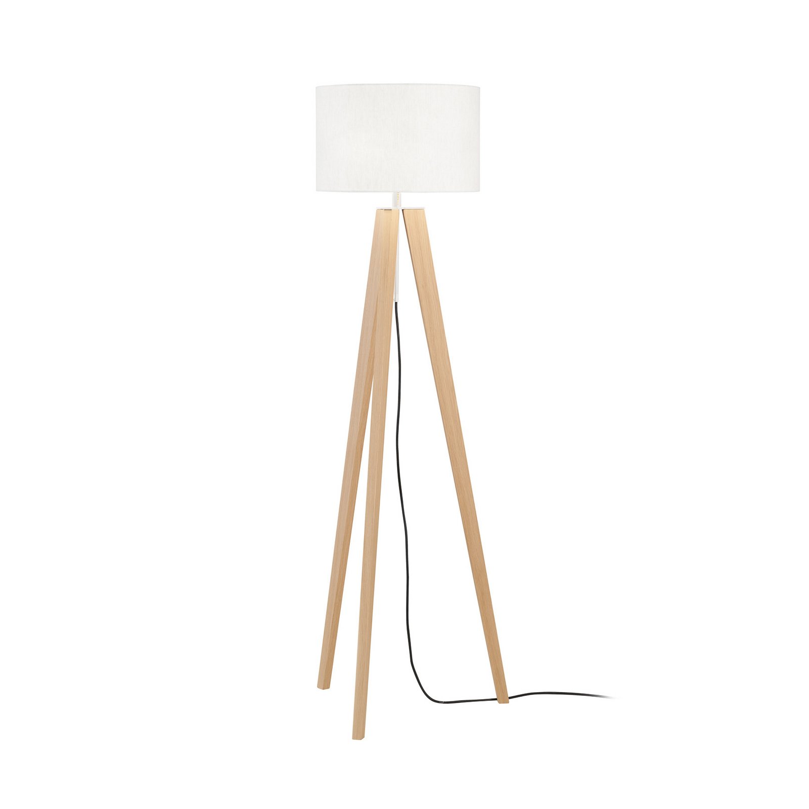 Lampadaire SHINE-WOOD, blanc/nickel/chêne, hauteur 164 cm 3 x E27