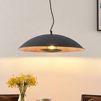 Lindby Entony hanglamp, zwart, houtkleur