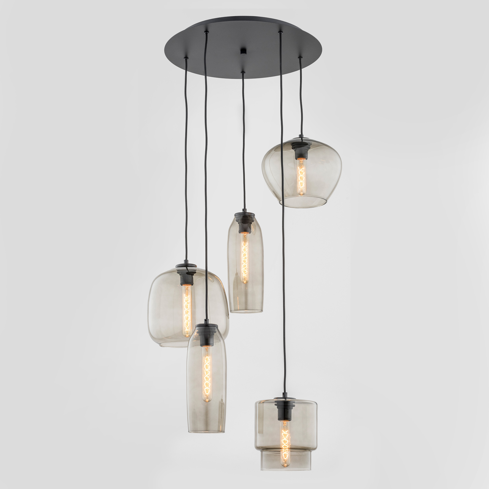 Svala hanging lamp, glass lampshades, 5bulb Lights.co.uk