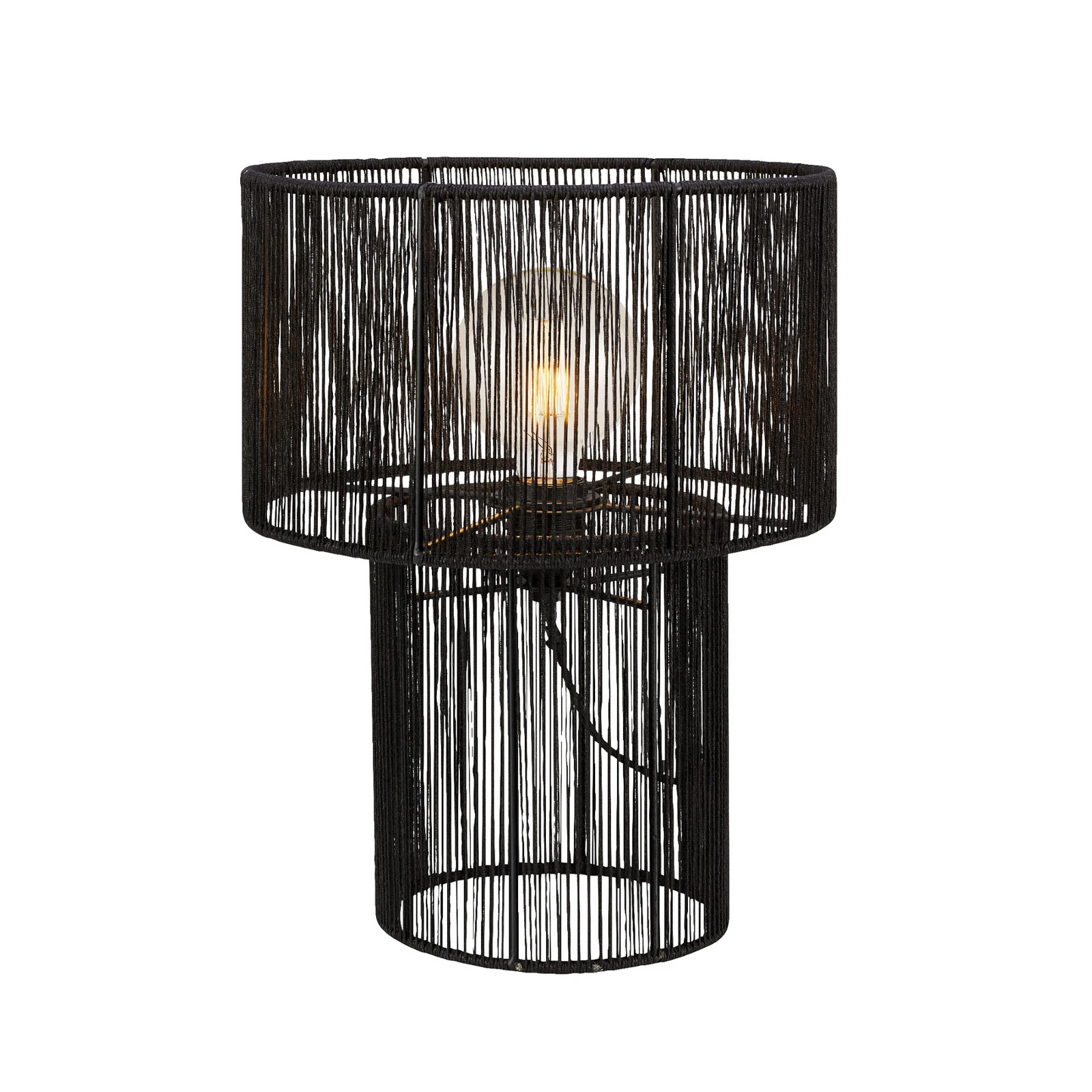 Tafellamp Soga, zwart, jute, hoogte 40 cm