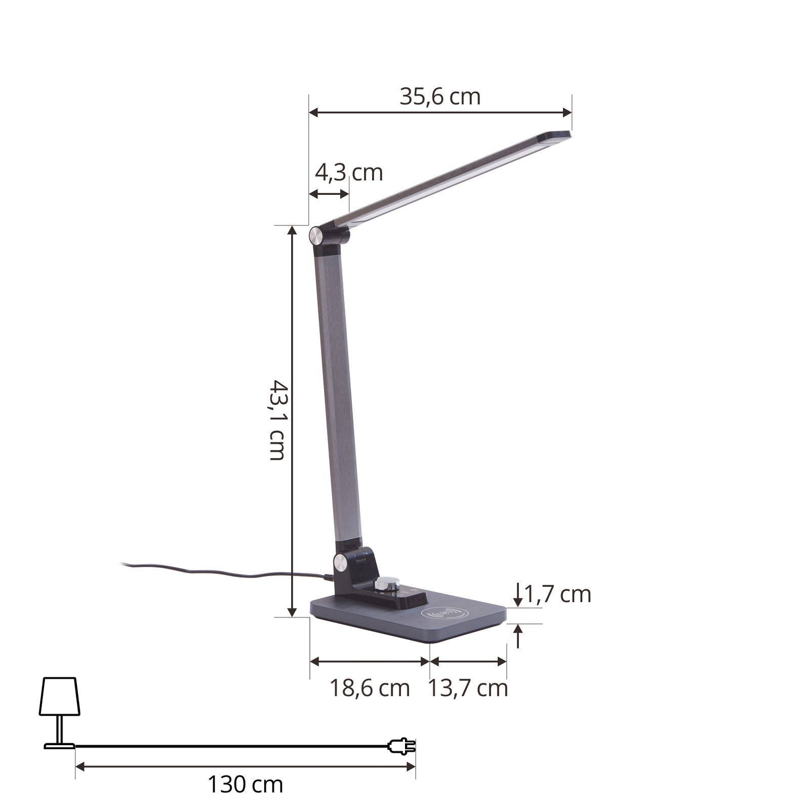 Lindby Lámpara de mesa LED Valtaris, gris, aluminio, CCT, atenuable