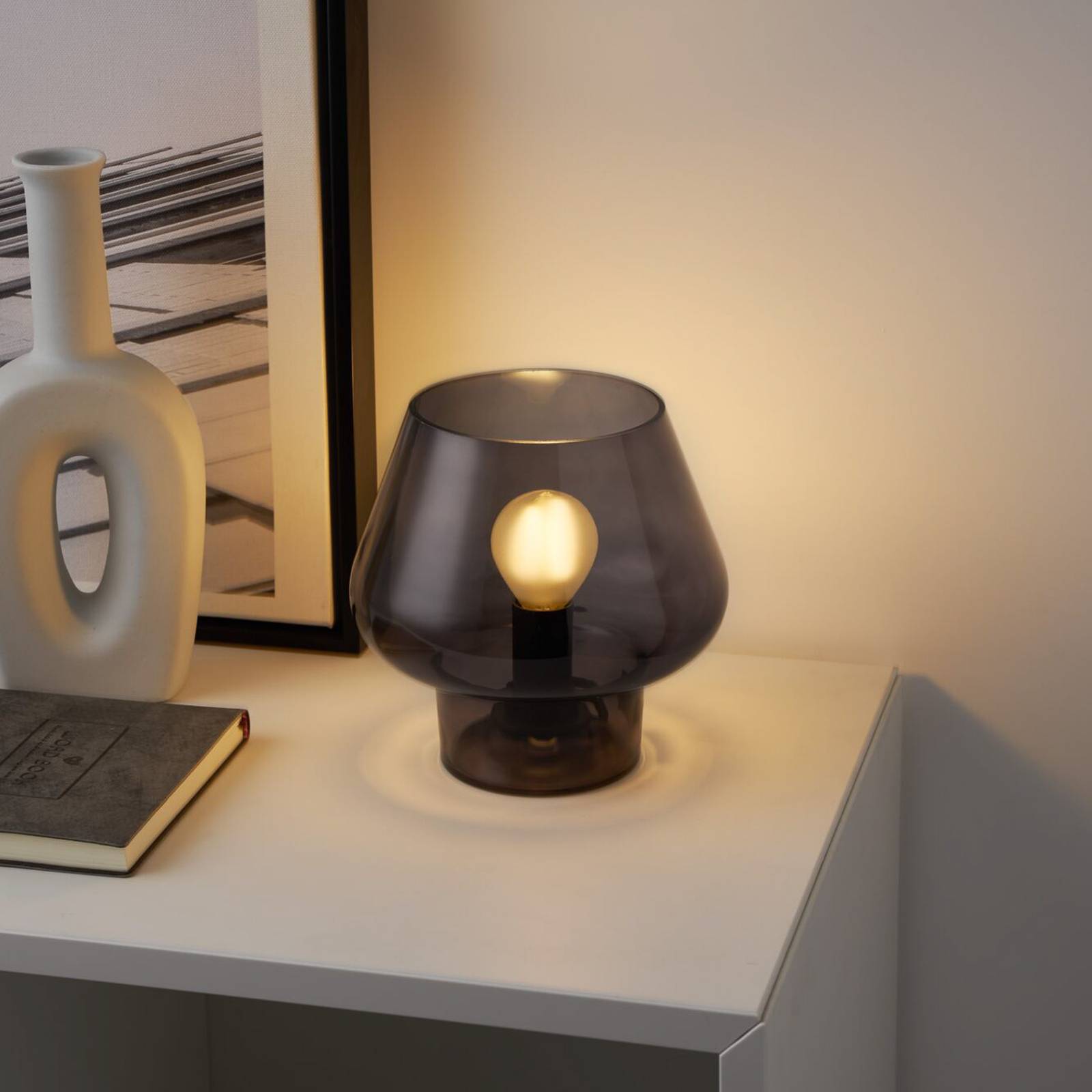 E-shop Pauleen Crystal Gleam stolová lampa dymové sklo