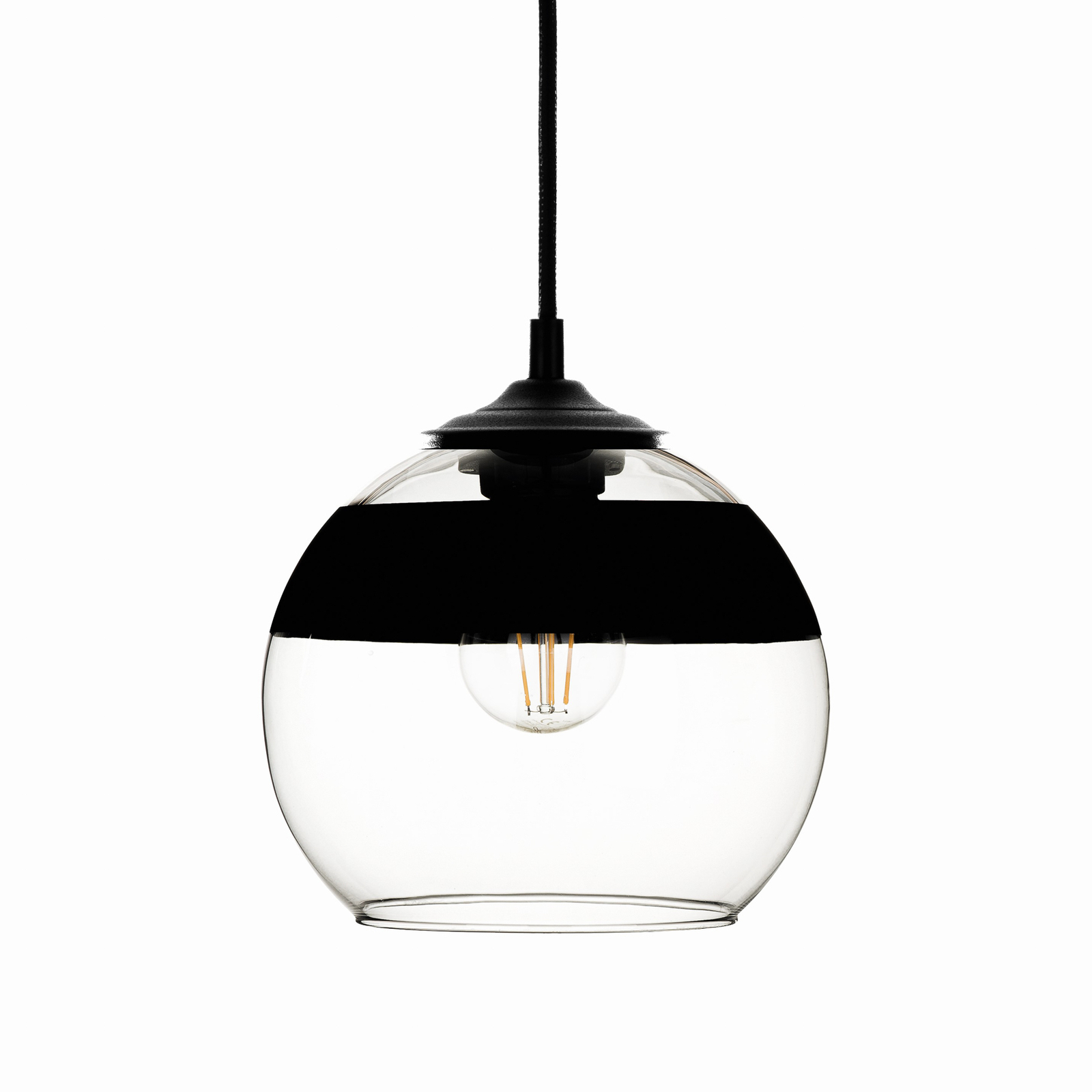 Lámpara colgante Monochrome Flash transparente/negro Ø 20cm
