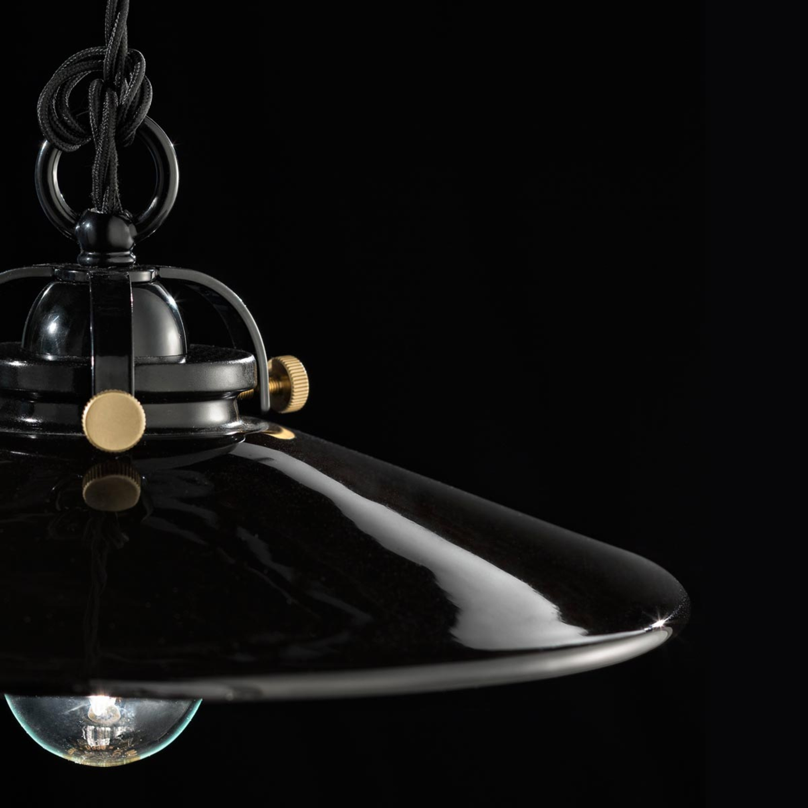 Lampada sospensione Edoardo ceramica nera, 31 cm