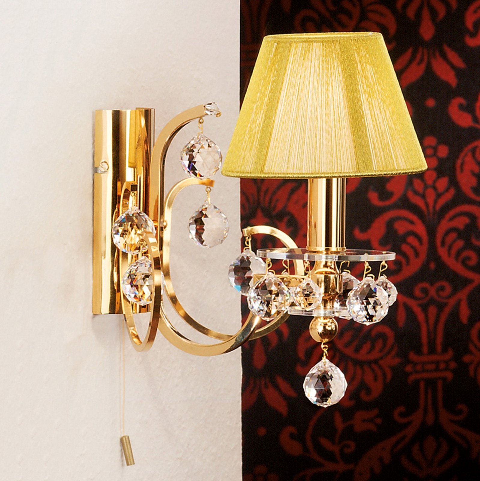 ORION Aplică de perete textilă elegantă Kristalldesign - Camera de zi / sufragerie - auriu transparent - Cristal