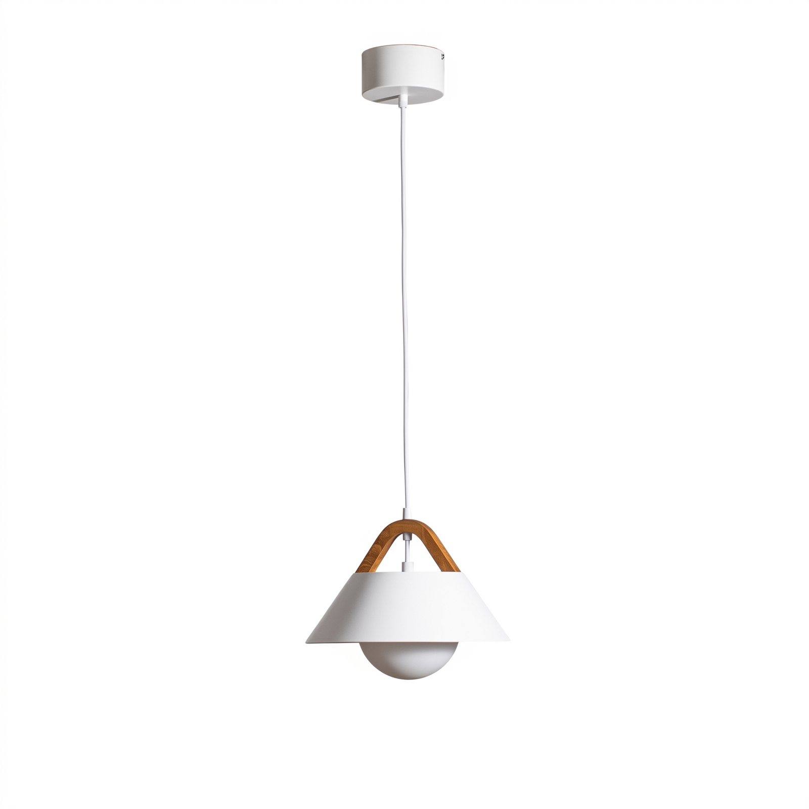 Hanglamp Funda, wit, Ø 30 cm, 1-lamp, metaal/glas Hanglamp Funda, wit, Ø 30 cm, 1-lamp, metaal/glas