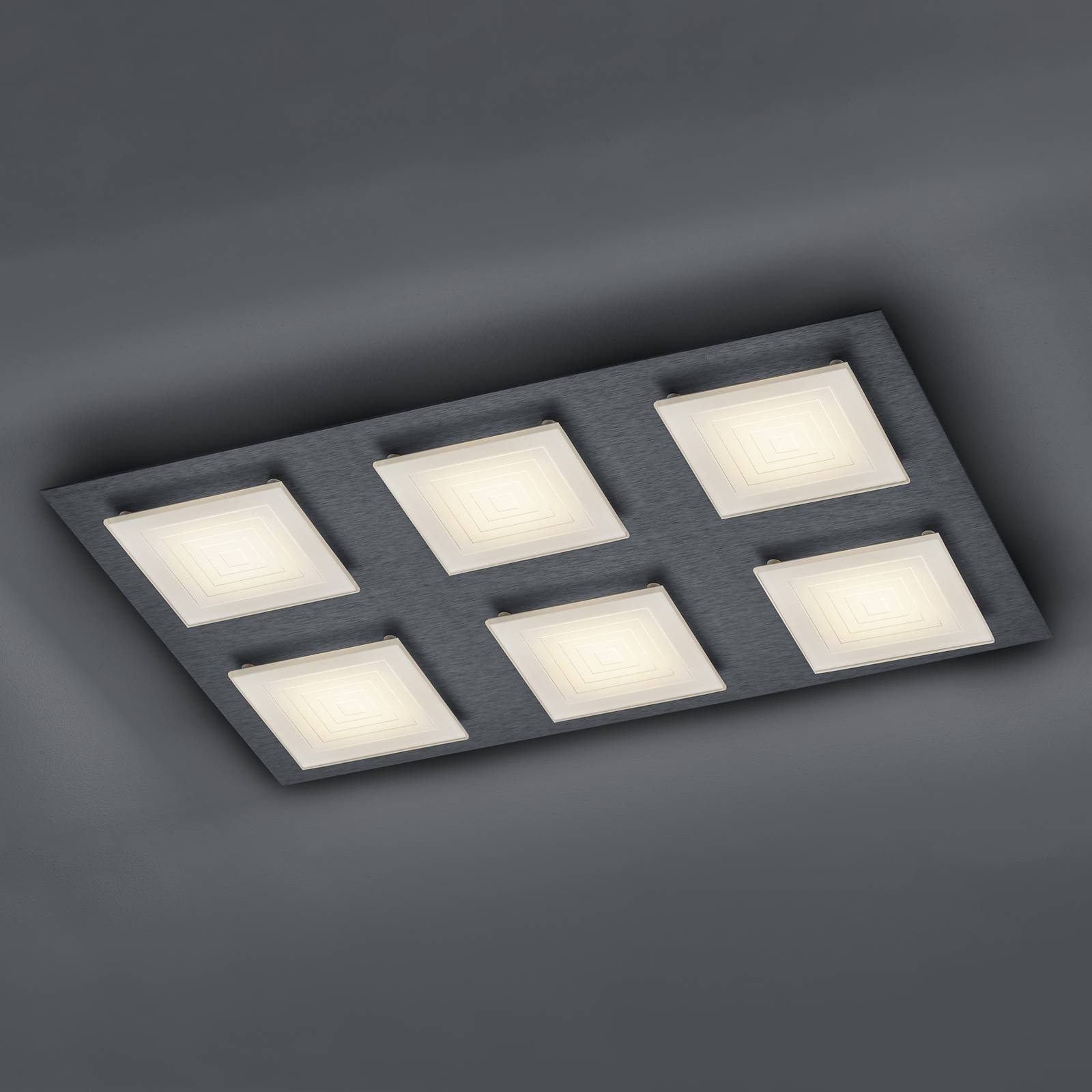 BANKAMP Ino LED plafondlamp 6-lamps antraciet