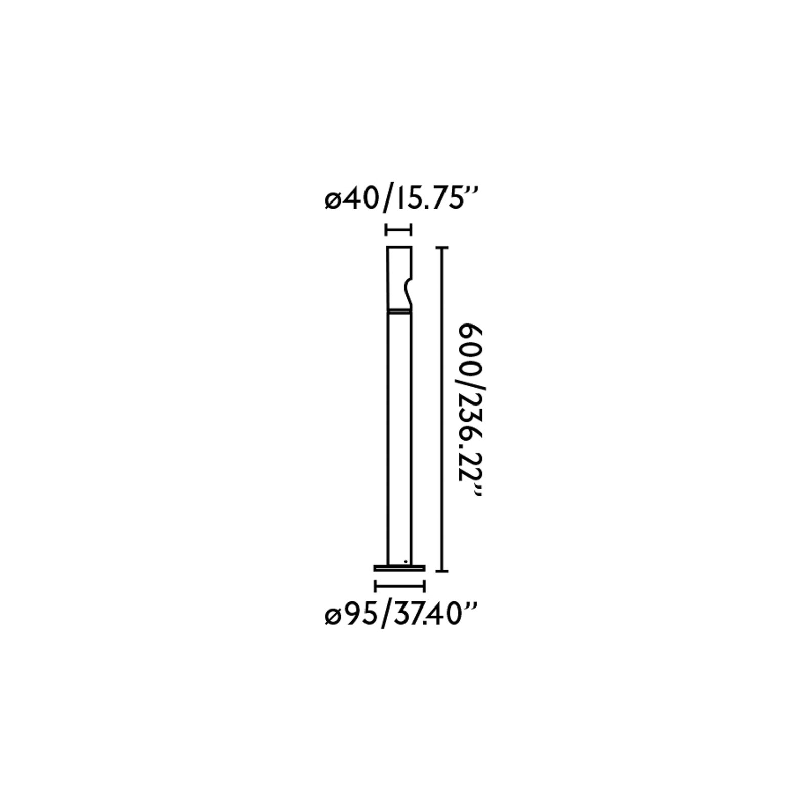 LED pedestal light Bezel, black, aluminium, height 60 cm