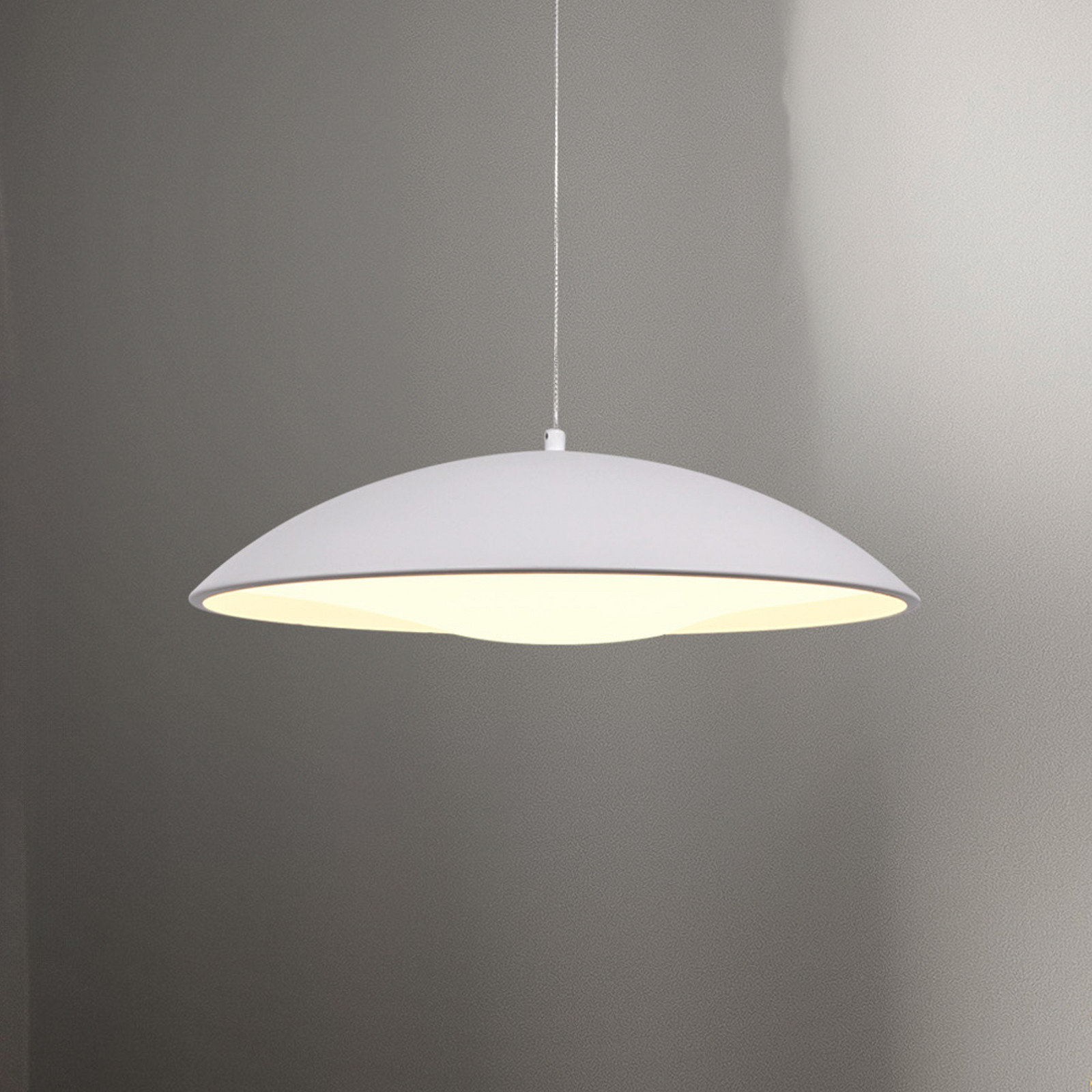 Schöner Wohnen Lampă suspendată LED LENTE albă Ø 40 cm metal Switchdim - Camera de zi / sufragerie - Modern - alb alb satinat
