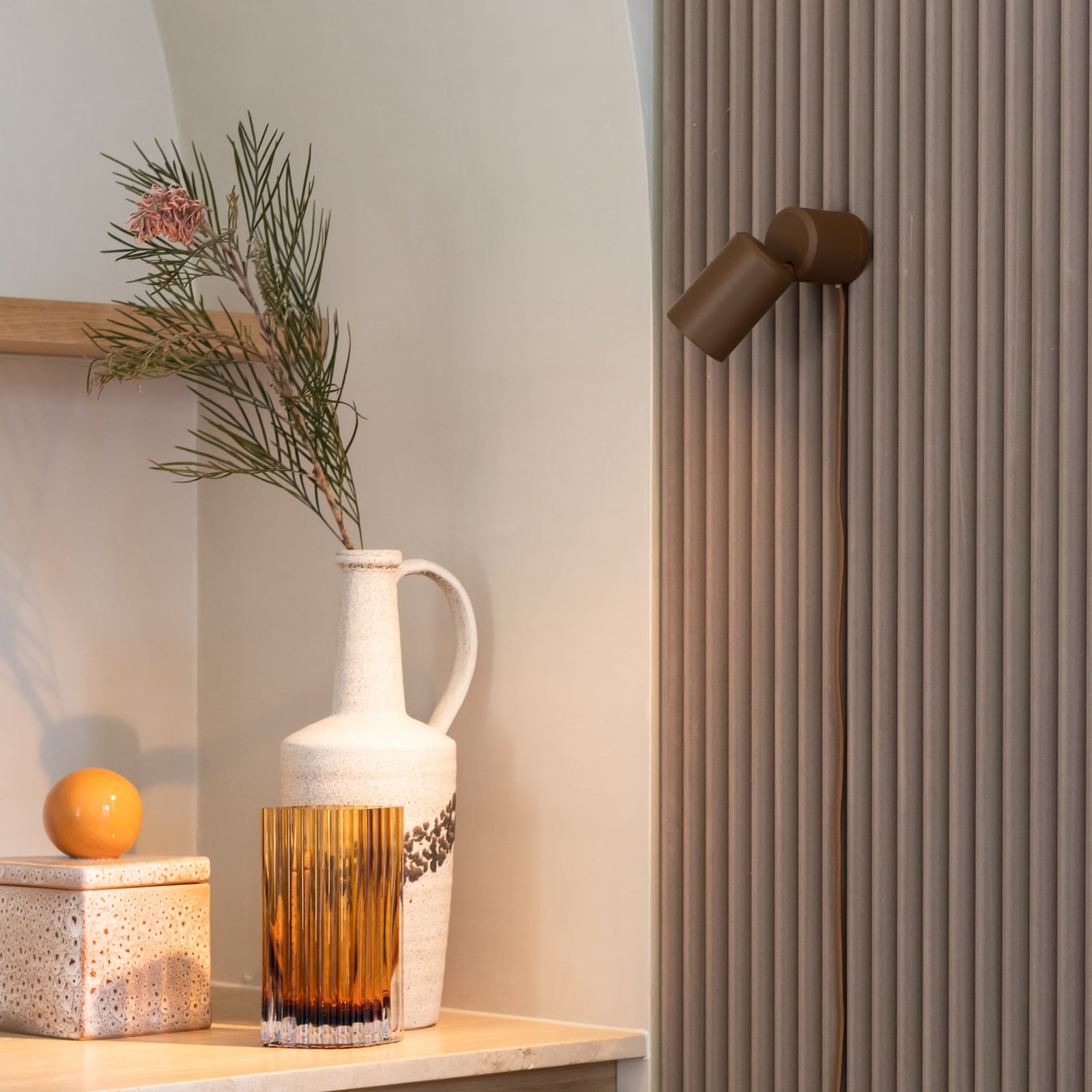 IT'S ABOUT ROMI Applique murale Milan, marron, Ø 6 cm, métal