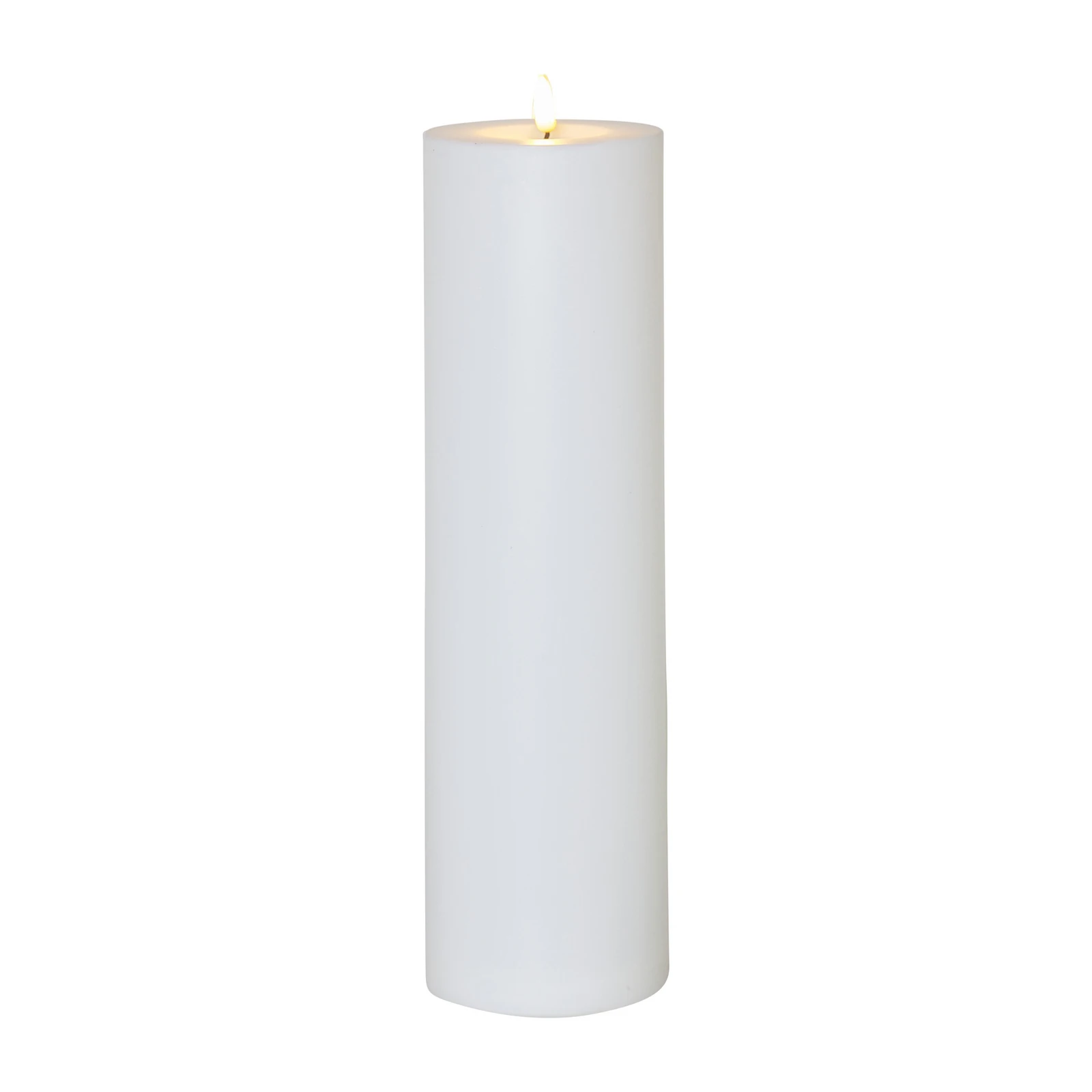 LED lys Flamme Rak 37,5 cm hvid plast batteridrevet