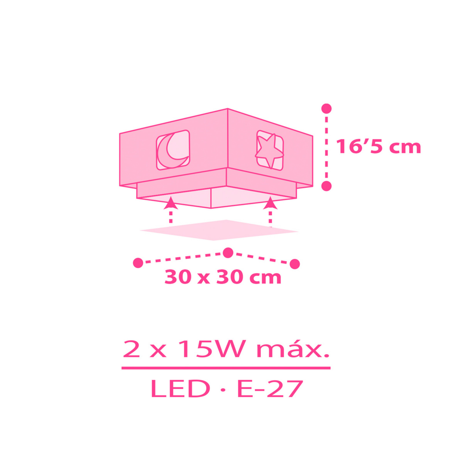 Dalber Moonlight plafonieră copii 1 bec pink - Camera copiilor - roz alb - Plastic