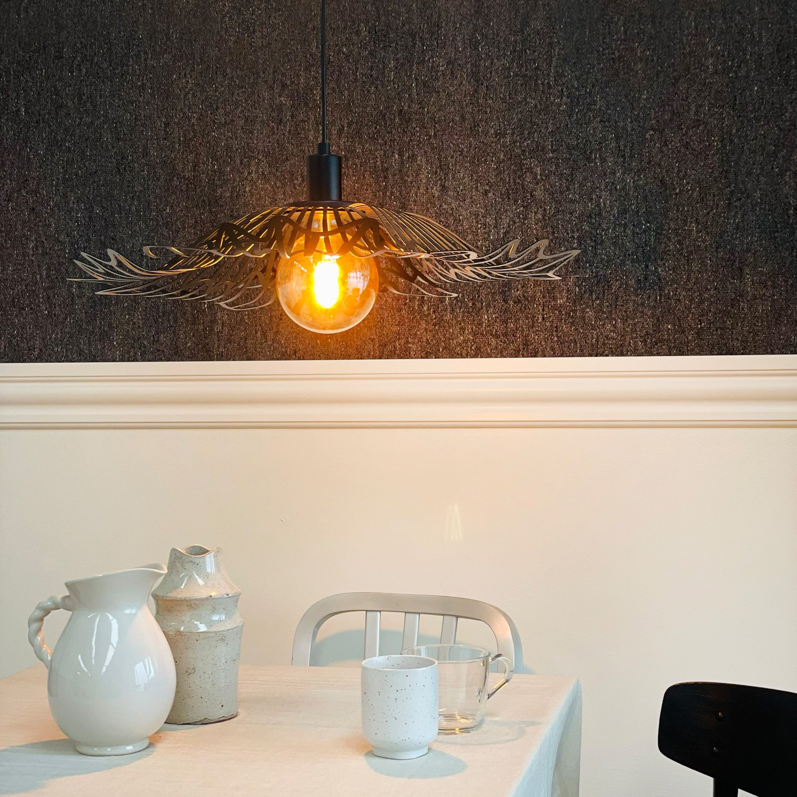Dyberg Larsen Flora hanging light, matt black, Ø 60 cm, metal