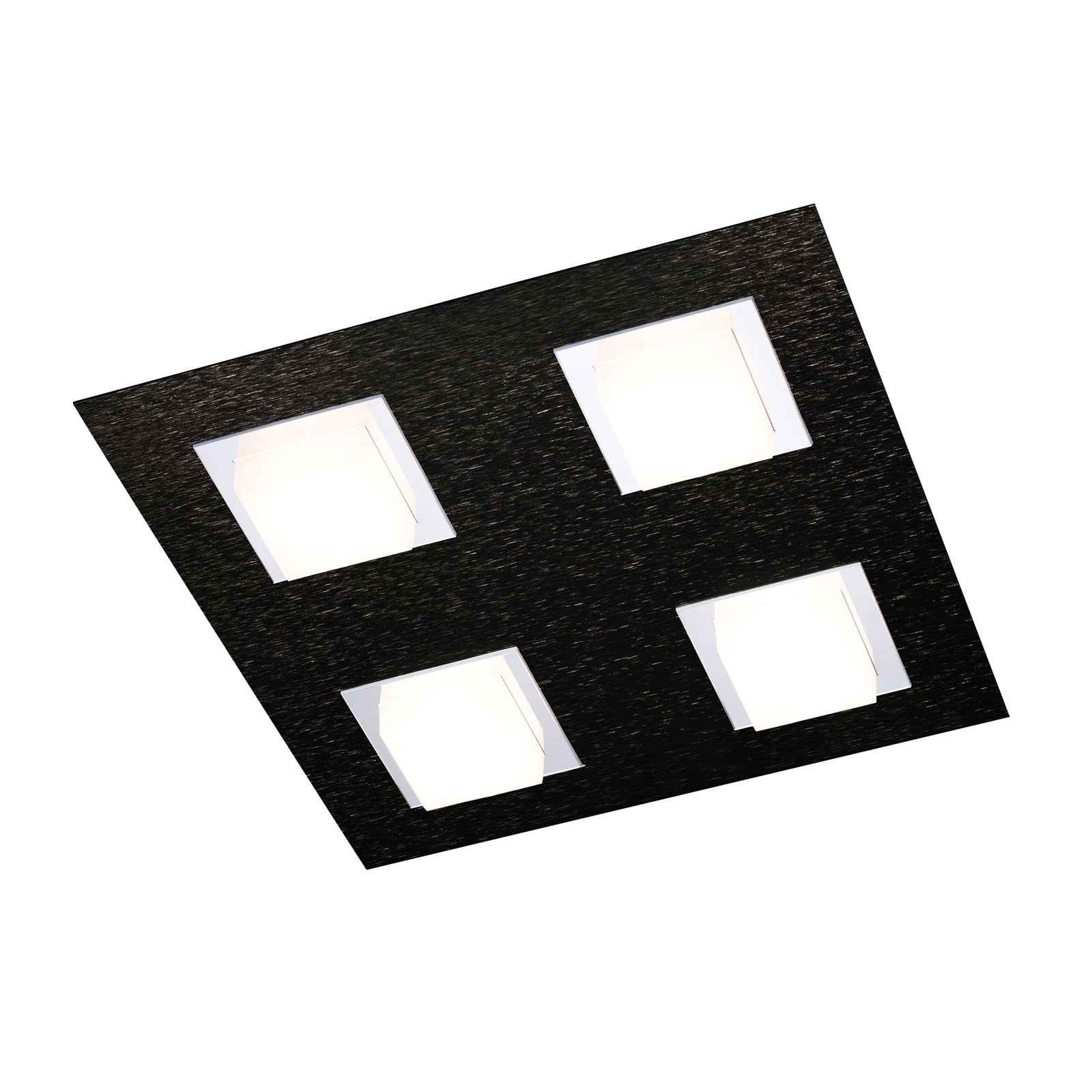 Grossmann GROSSMANN Basic ceiling light 4-bulb black, for Living / Dining Room, aluminium, acrylic, 4.1 W, energy efficiency: A++, L: 30 cm, W: 30 cm, H: 5 cm