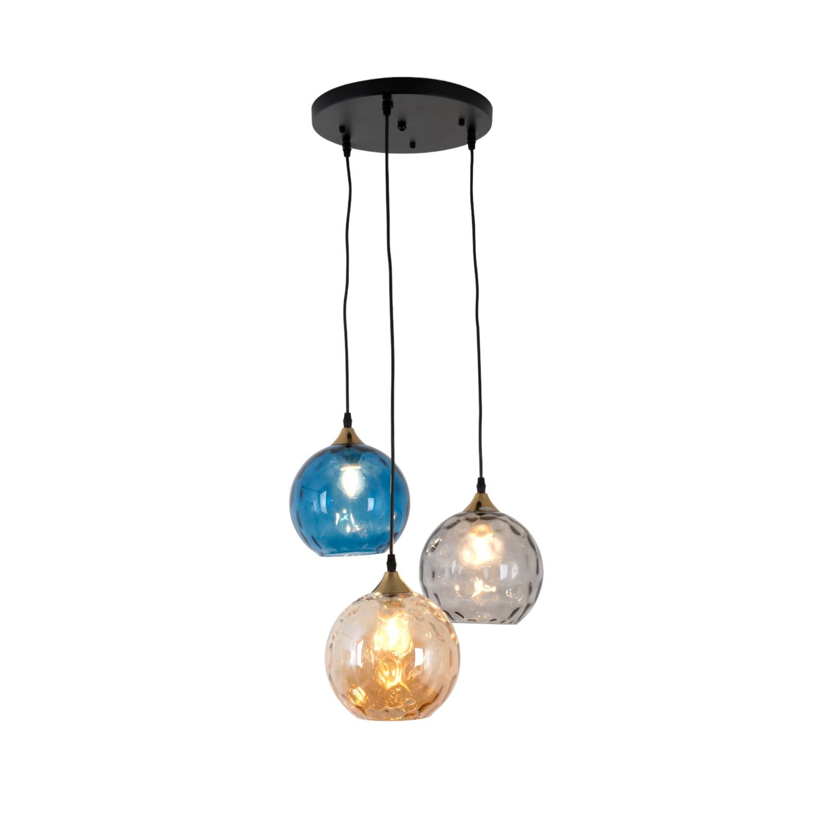 Hängeleuchte La Spezia 3-flg Glas amber blau rauch