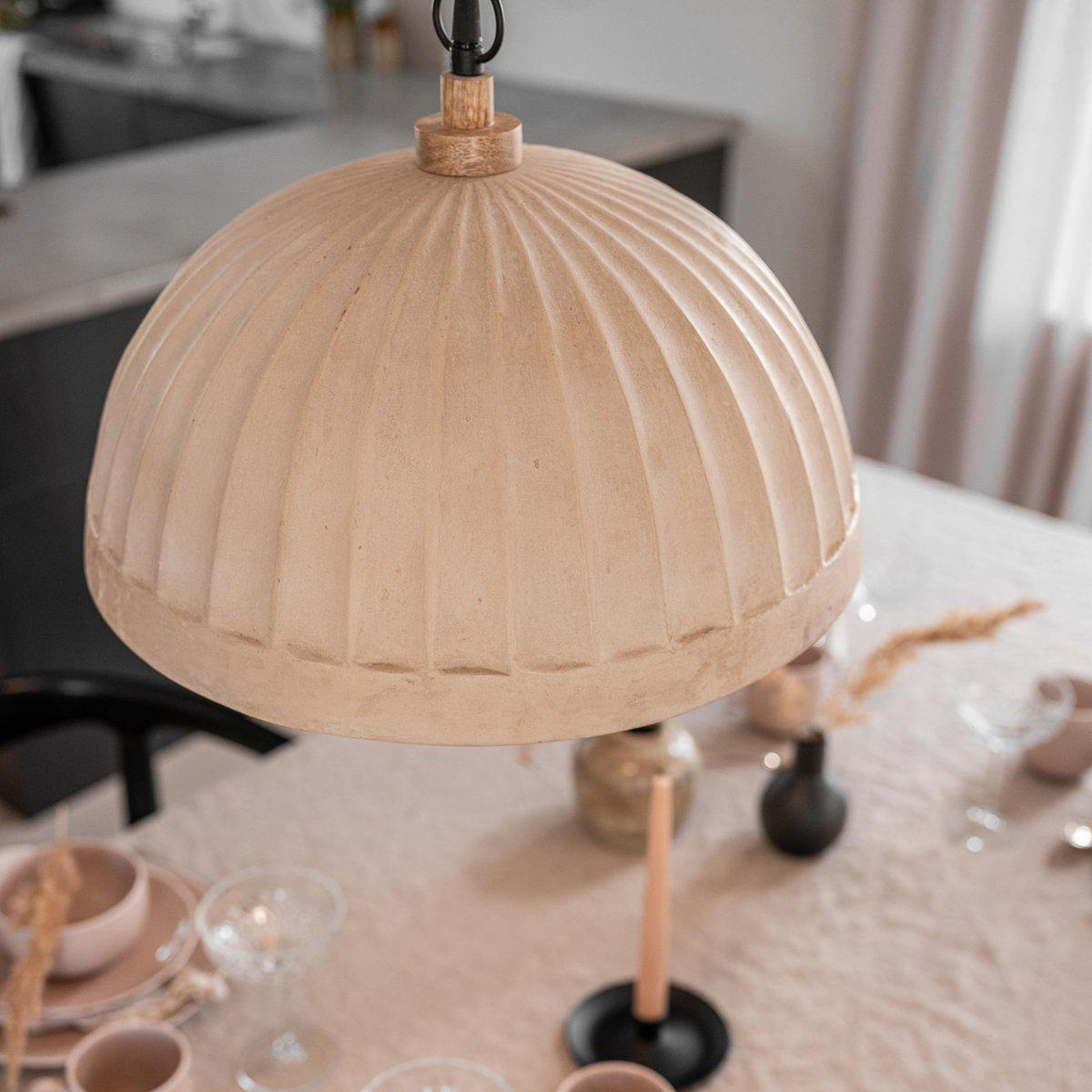 PR Home hanglamp Haley, beige, Ecomix, Ø 43 cm