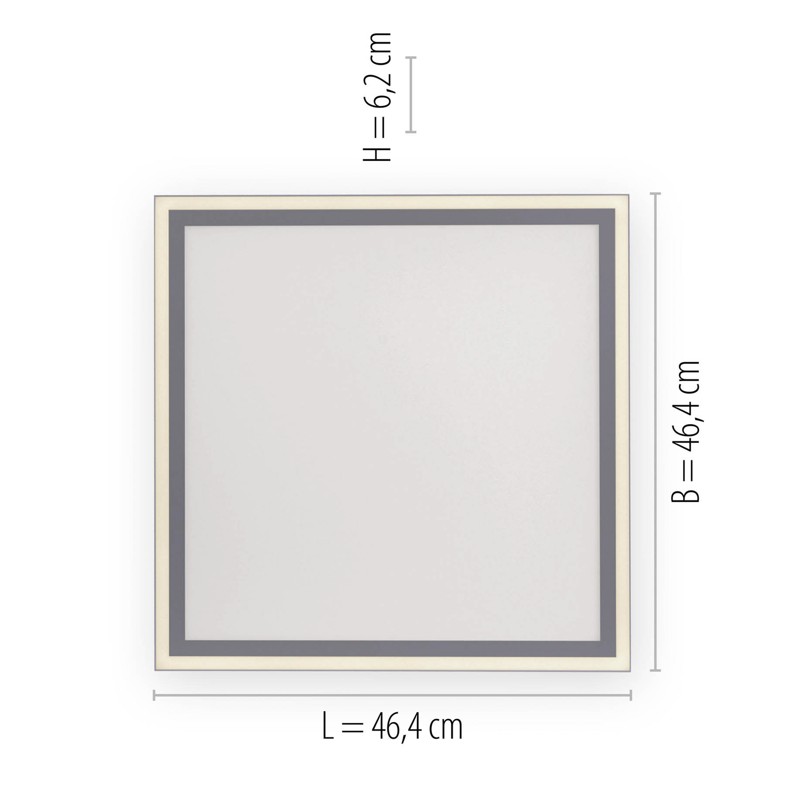 Edging-LED-kattovalaisin, tunable white, 46x46 cm
