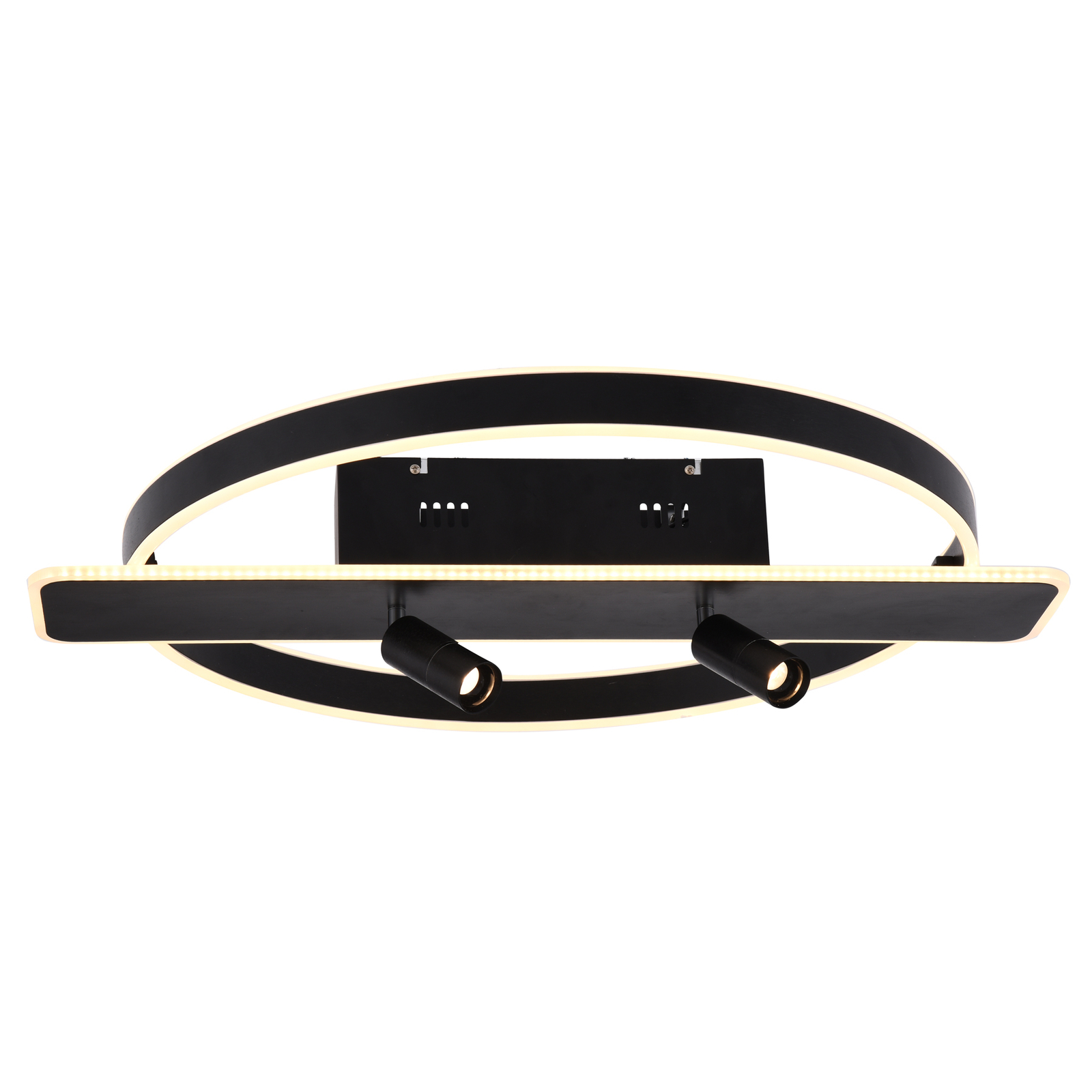 Lucande Stigla -LED-kattovalo pyöreä, musta