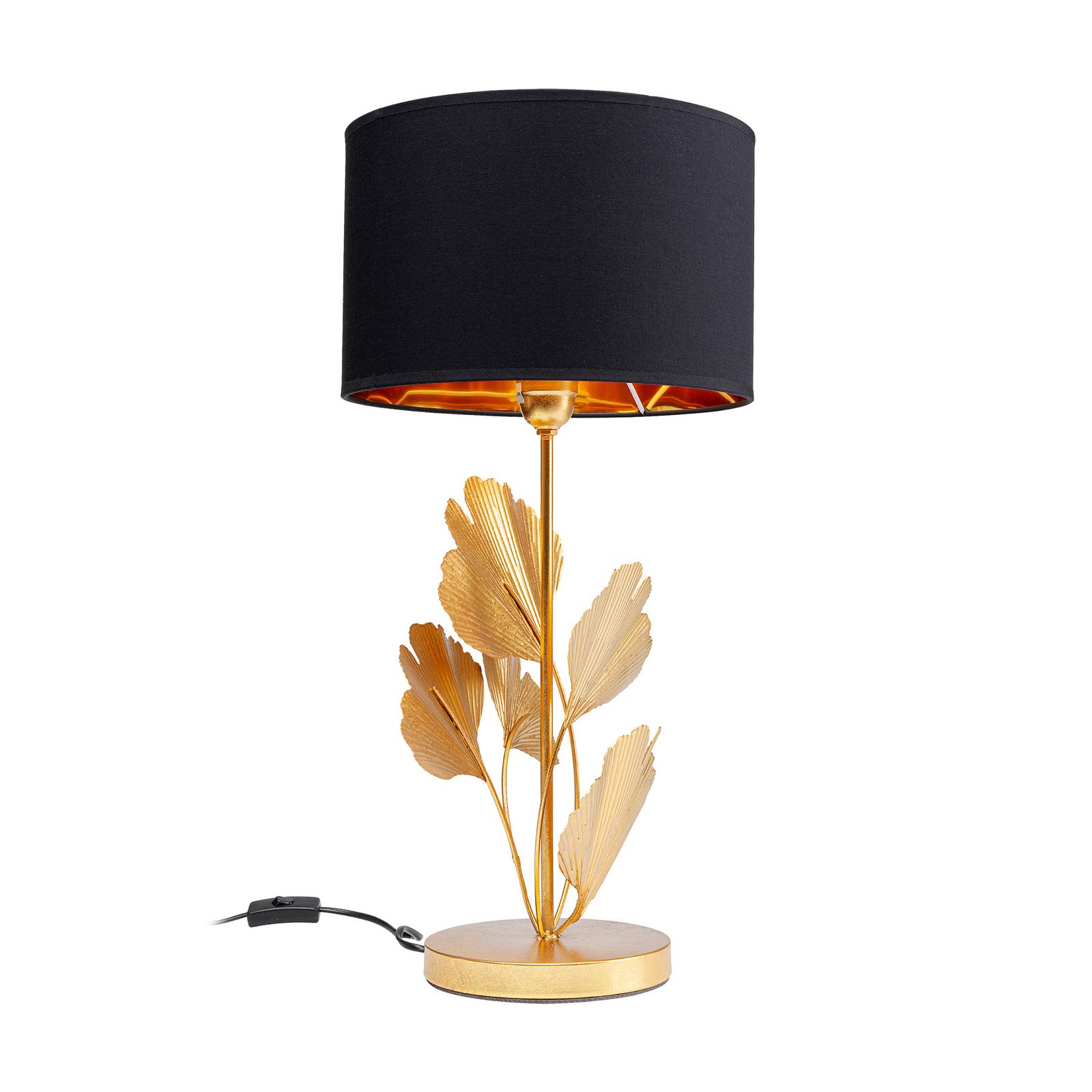 Kare laualamp Flores, must/kuldne, metall, 62 cm, E27