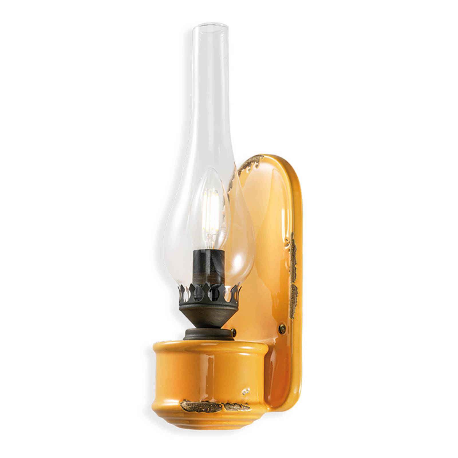 Ferroluce Vegglampe Vintage i fakkeldesign gul