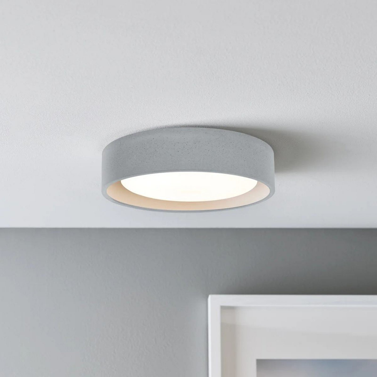 Beacon loftlampe Uno, grå, beton, Ø 27 cm, GX53