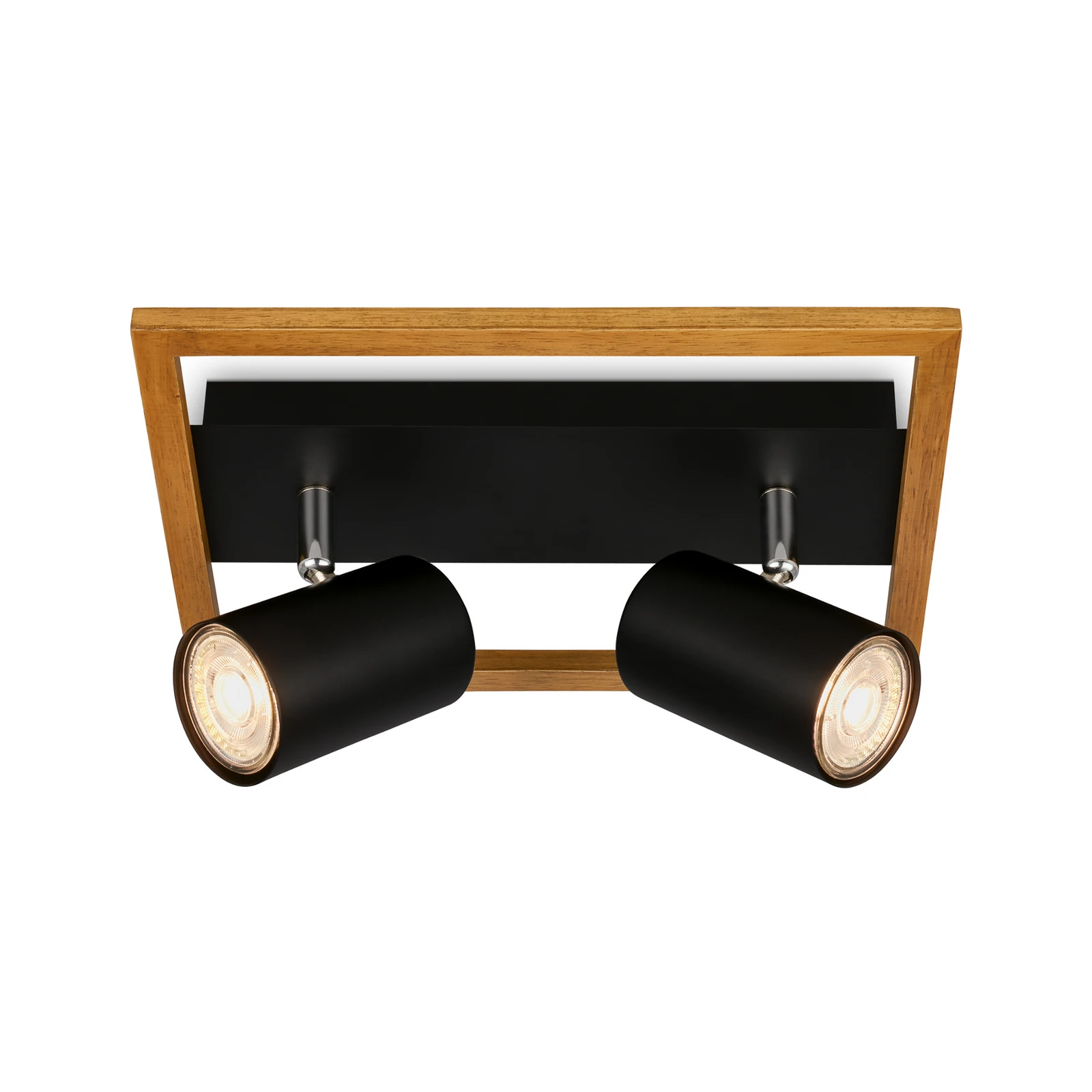 Spot pour plafond Frey cadre en bois GU10 noir à 2 lampes