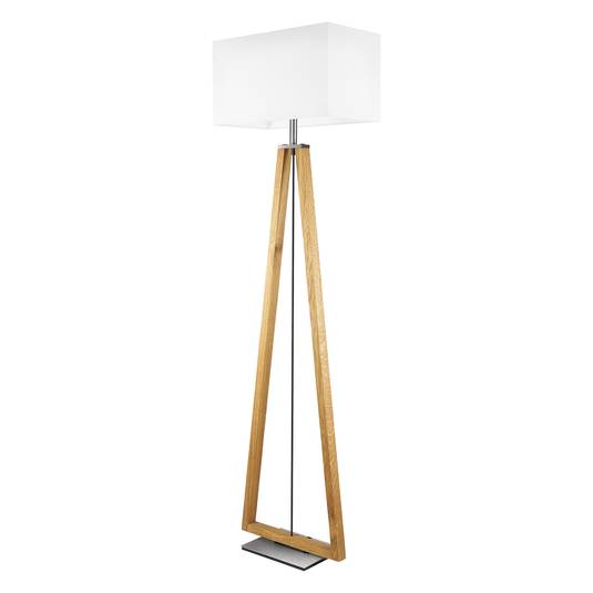 HerzBlut Bi Bob floor lamp, oiled knotty oak/white | Lights.co.uk