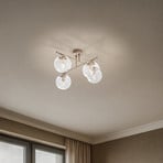 Griestu lampa Zoe, smilškrāsā, garums 51 cm, stikls, 4 spuldzes, E14