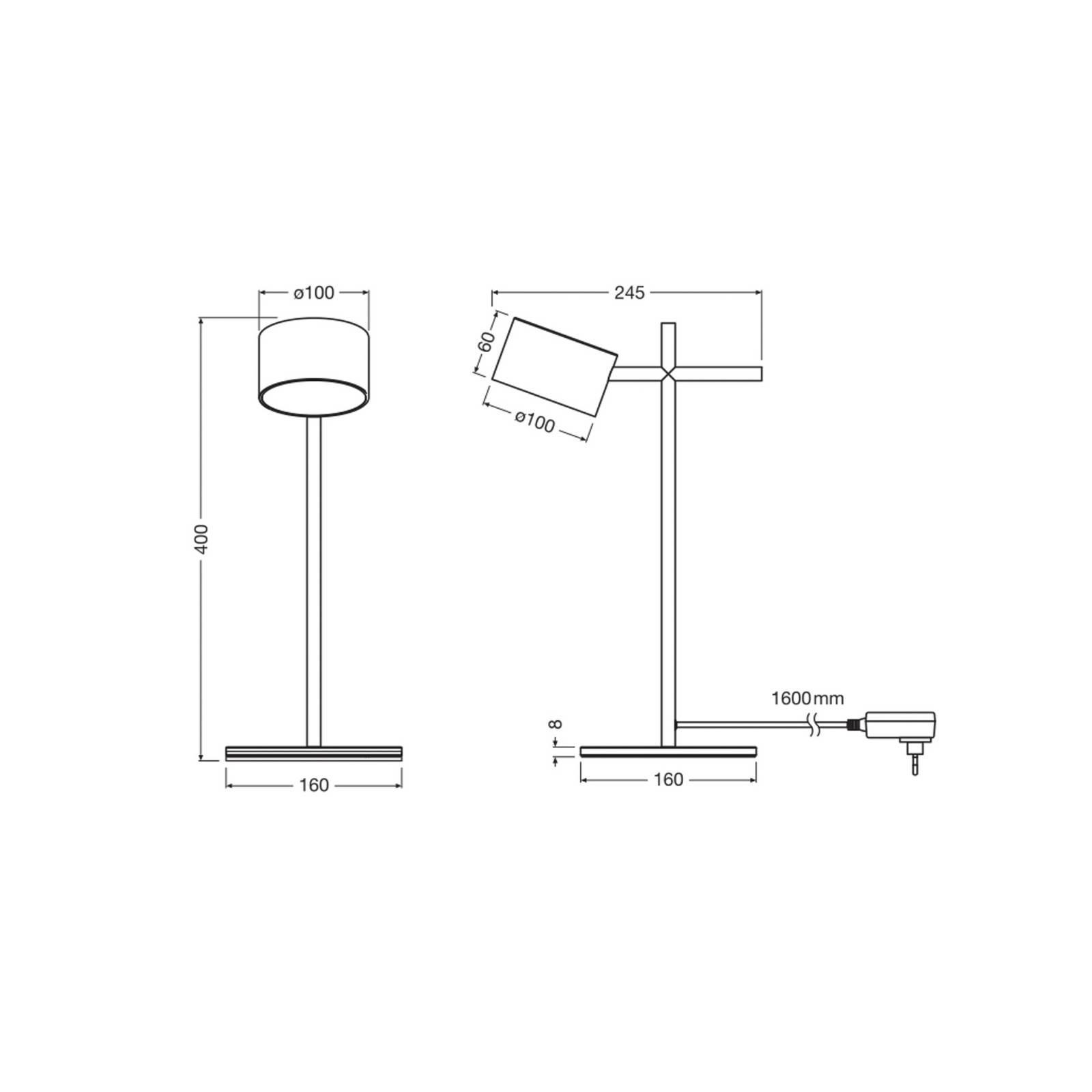 Lampa stołowa LED OSRAM Decor Kyoto, aluminium, czarna, ściemniany