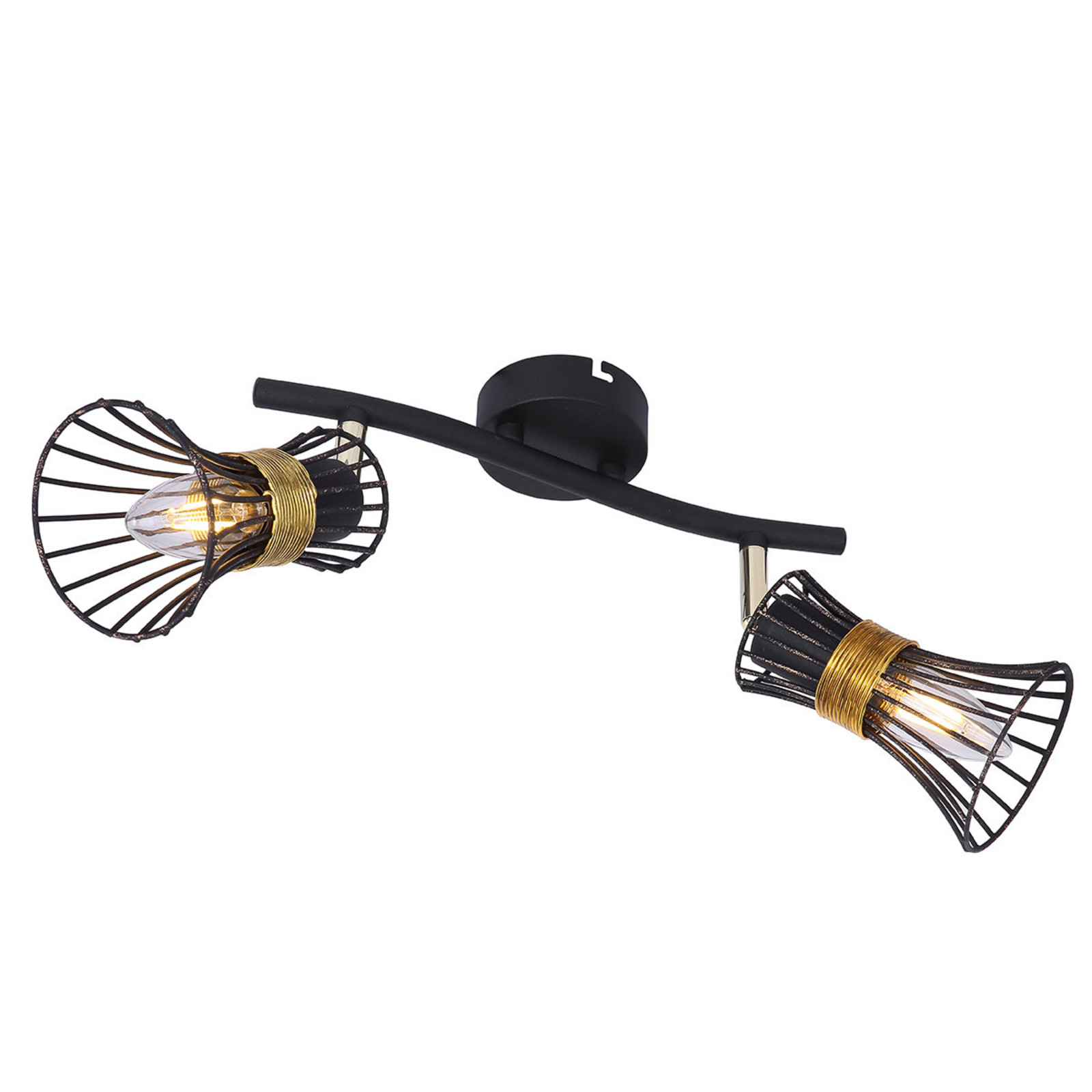 Globo Plafonieră 54814-2 cu abajururi colivie 2 becuri - Camera de zi / sufragerie - modern - negru auriu - Metal