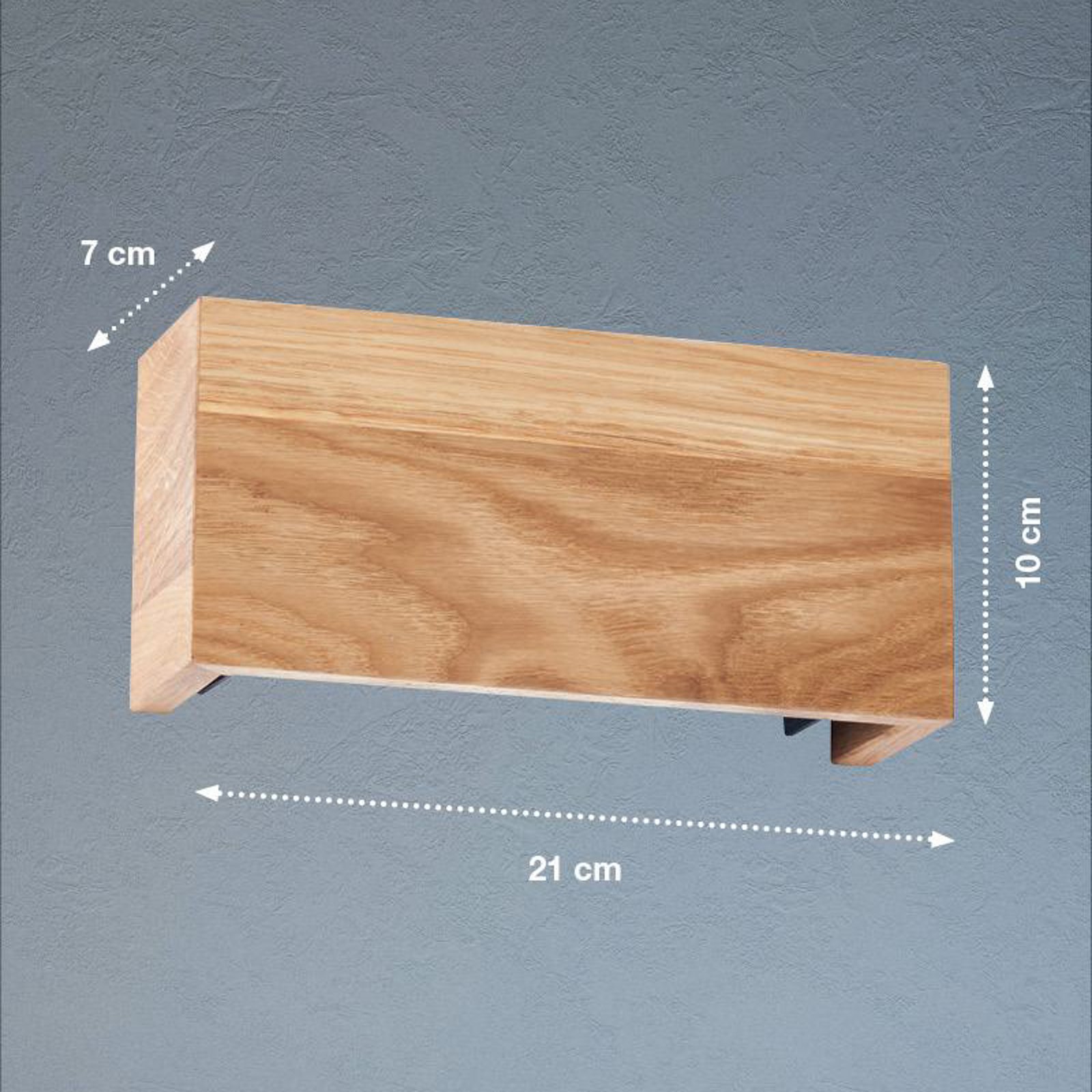 LED wall lamp Shine-Wood, width 21 cm, oak/black, wood