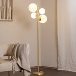 Gulvlampe Joel, messing/hvit, 4 lyskilder