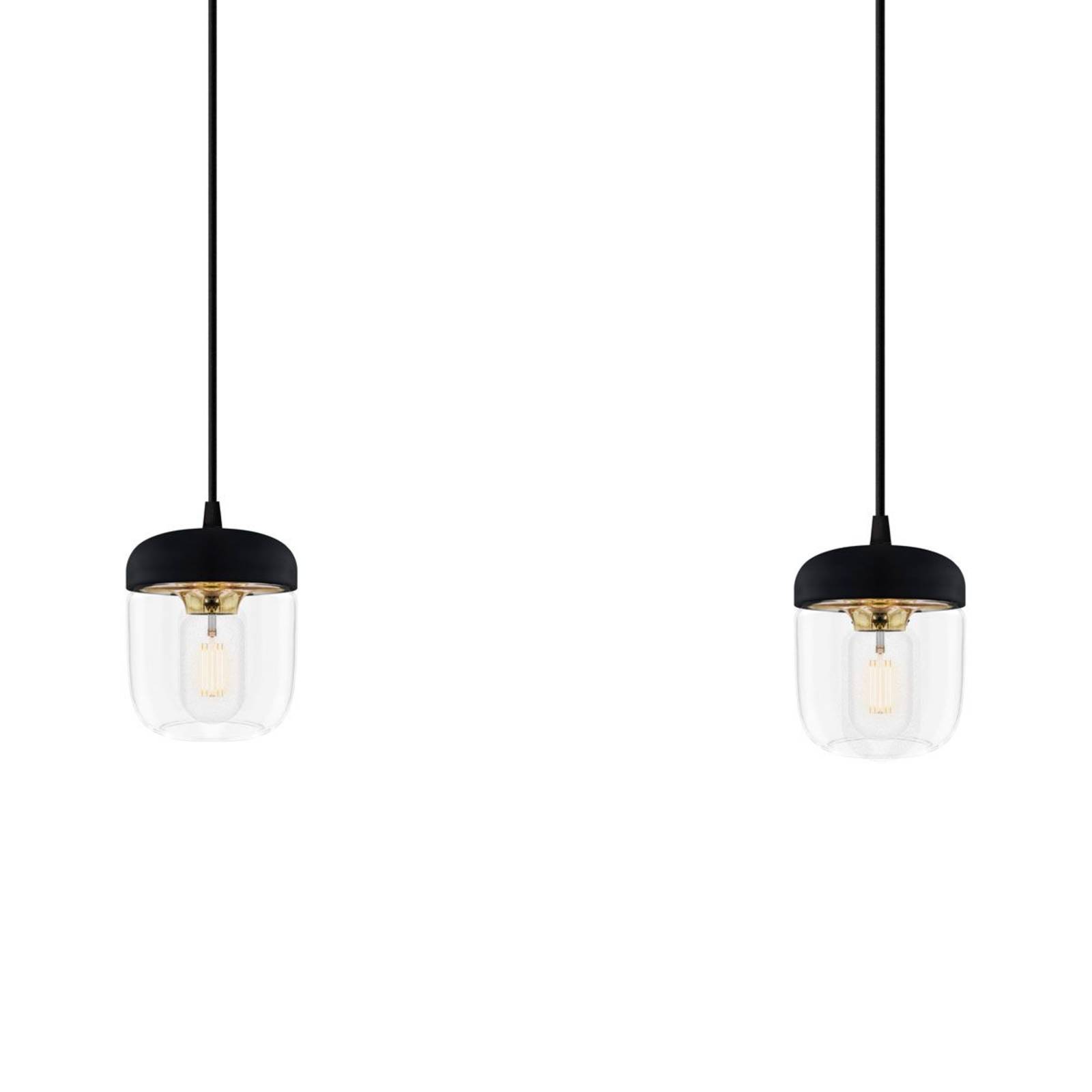 Suspension design Acorn en noir et laiton