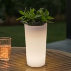 Lindby Vase à fleurs LED rechargeable Florista, RVB, IP54, Ø 12cm, blanc