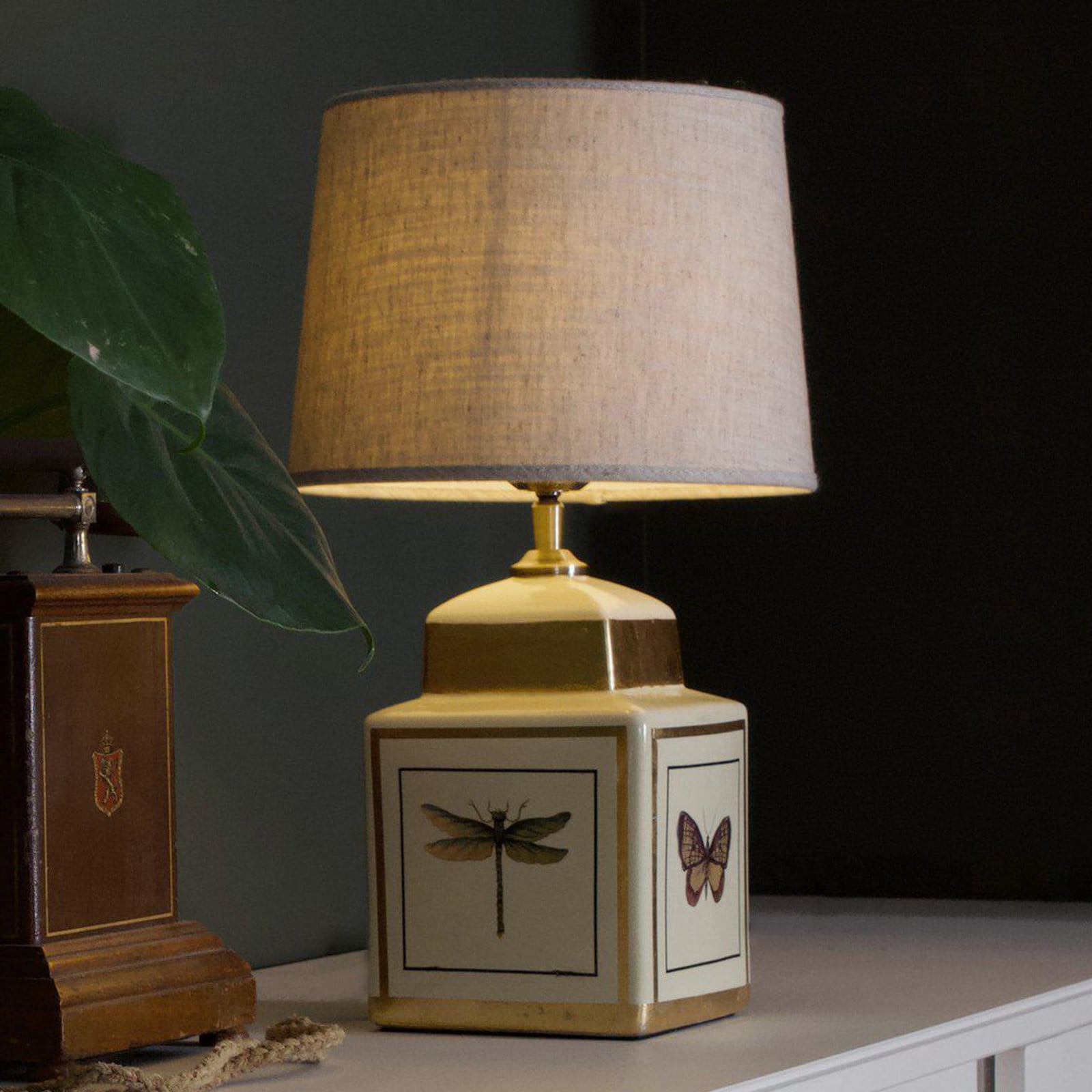 Lampa de masă PR Home Lucca nisip înălțime 45 cm ceramică - Camera de zi / sufragerie - bej auriu - Țesătură / Textil