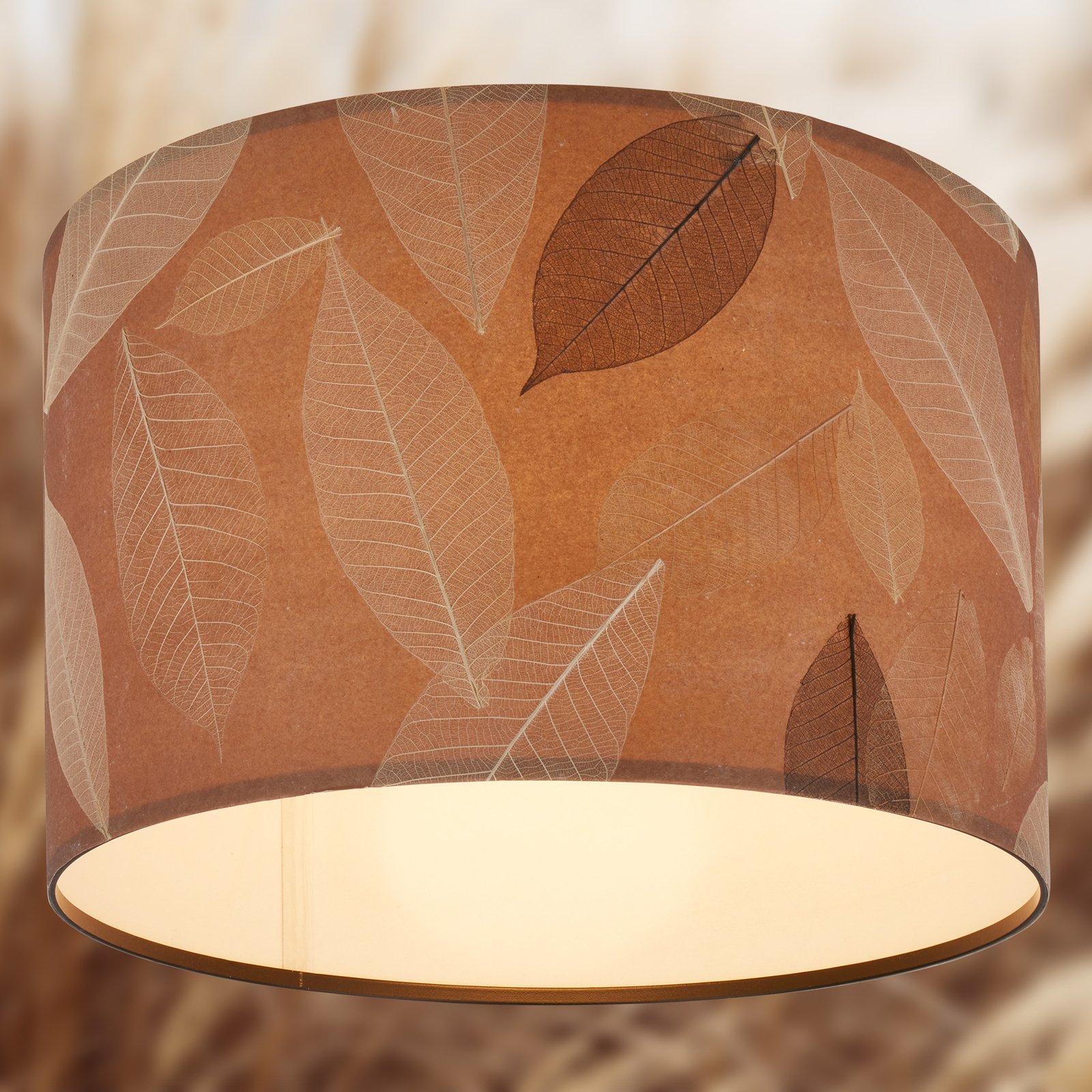 Mata ceiling light, brown, Ø 35 cm, fabric, E27