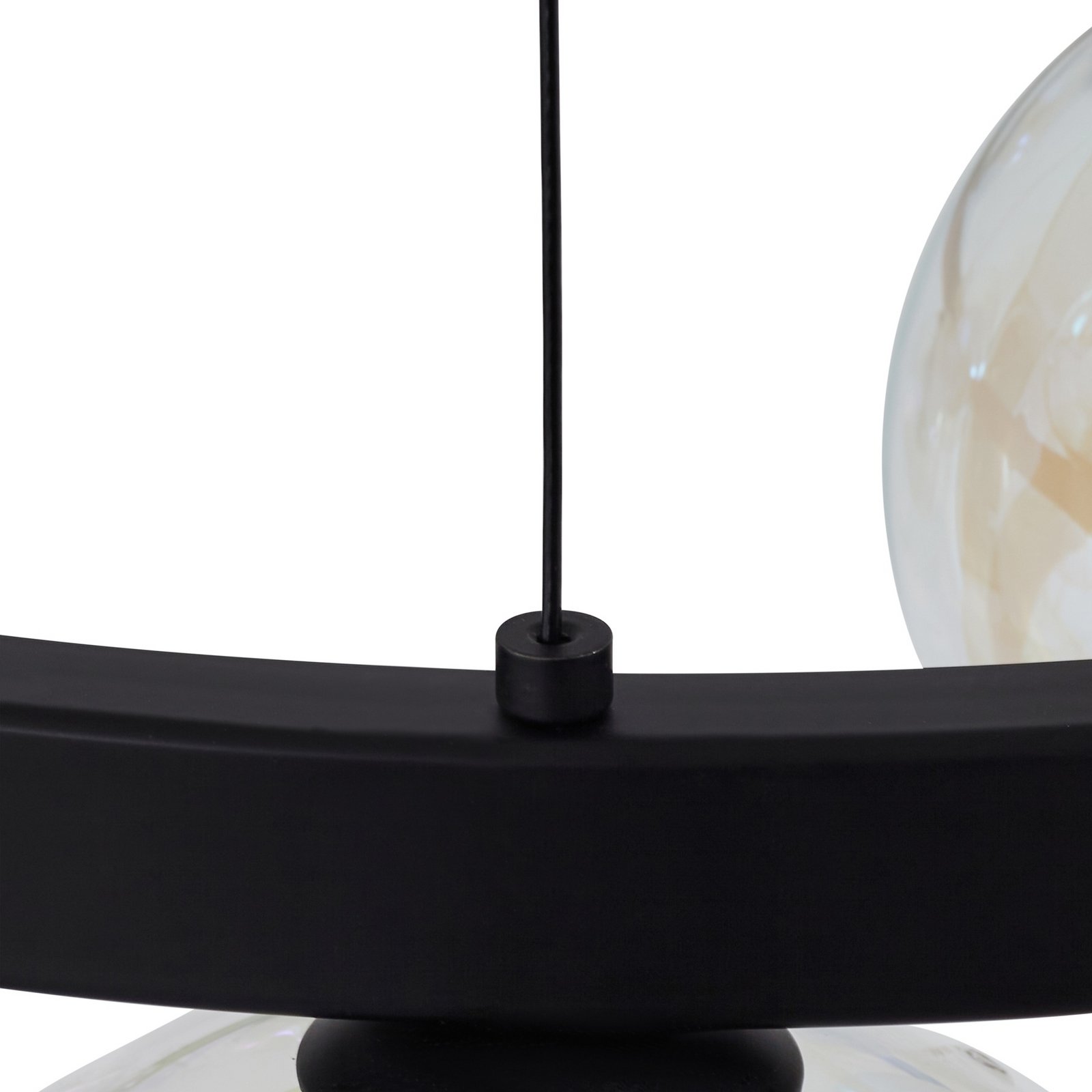 Lucande Hängeleuchte Marvi, Ø 68 cm, schwarz, Glas, Metall