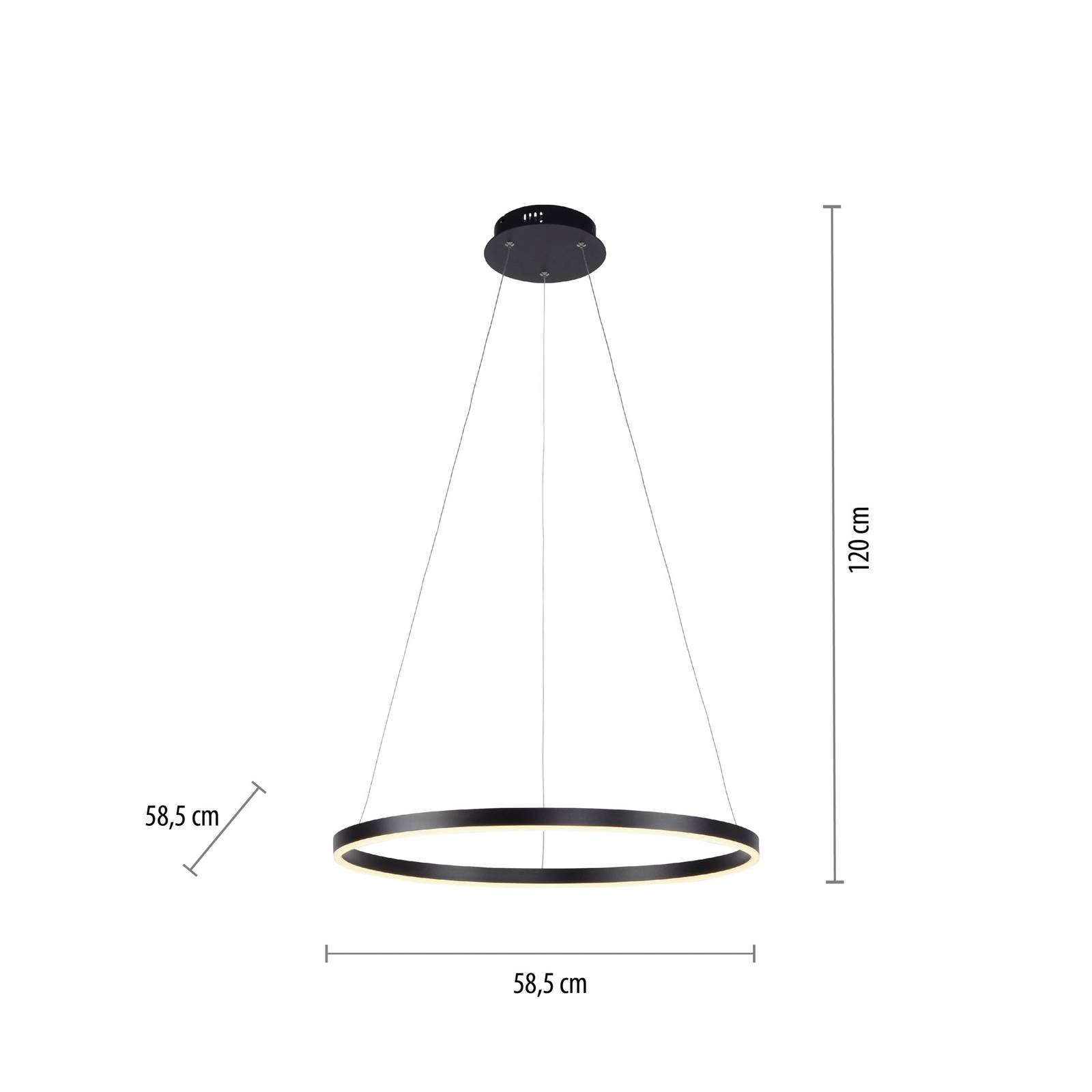 Lampa wisząca LED Ritus, Ø 58,5 cm, antracytowa