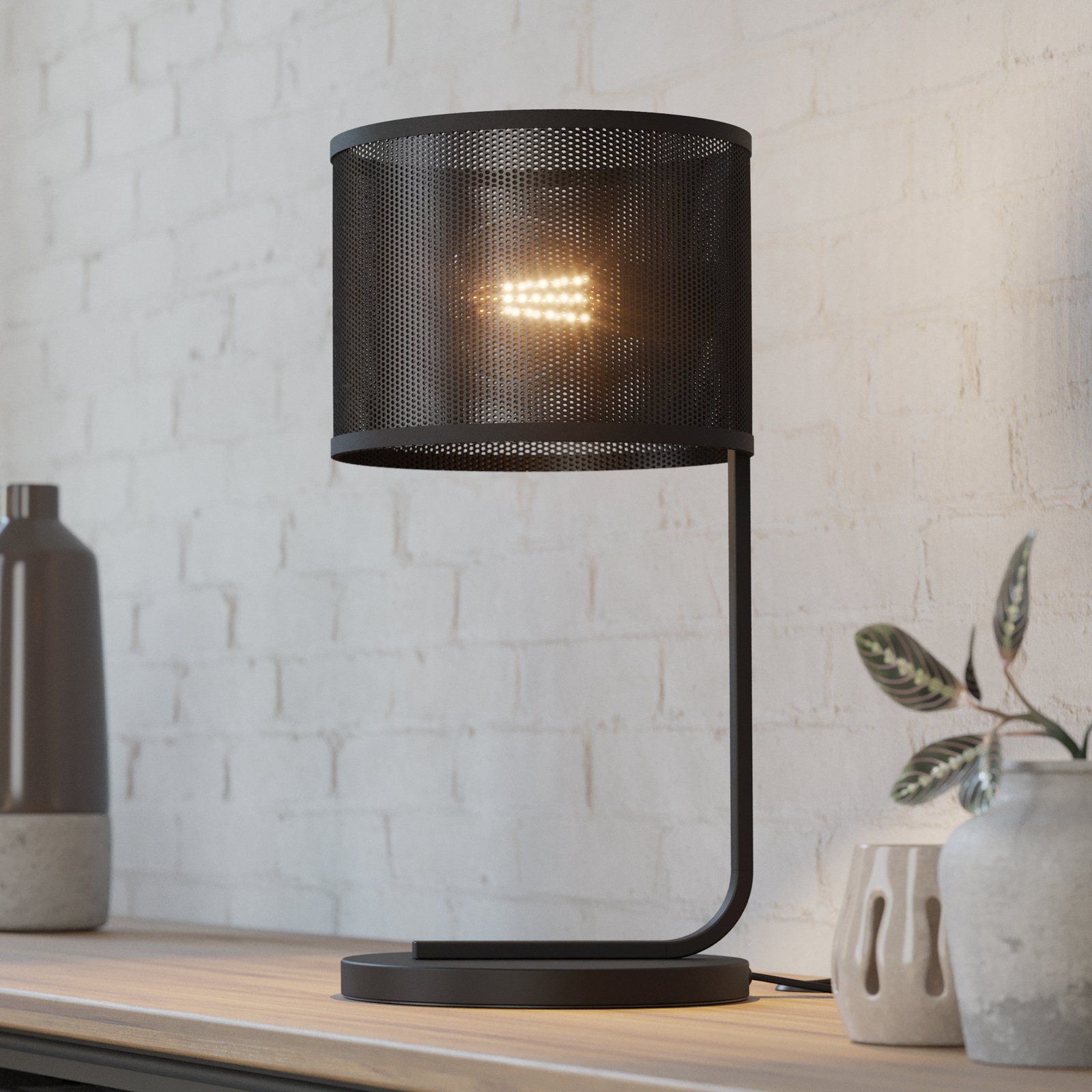 Lampe à poser Manby, hauteur 48,5 cm, noir, acier