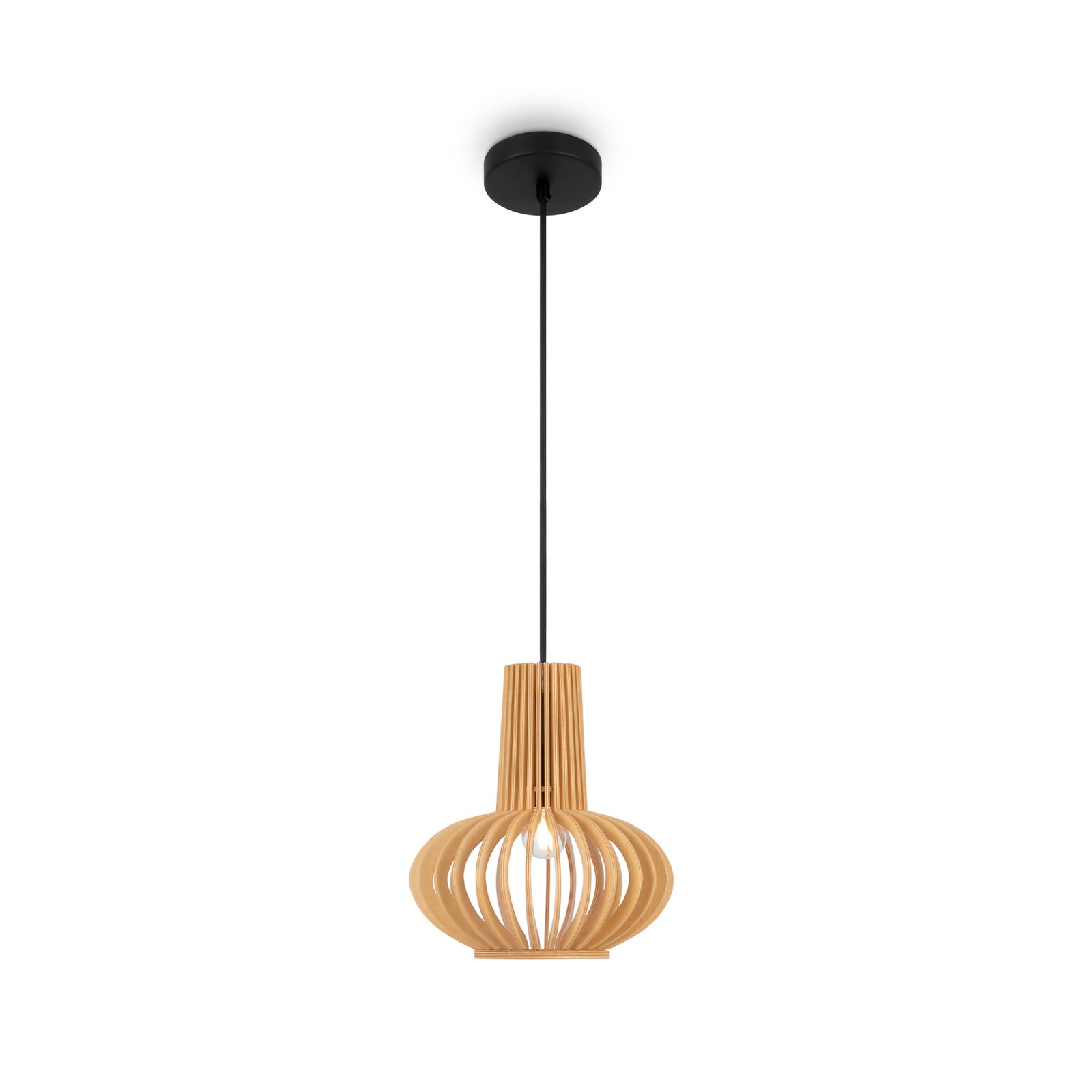 Lámpara colgante Roots de Maytoni, Ø 25 cm, altura 29 cm, madera/negro